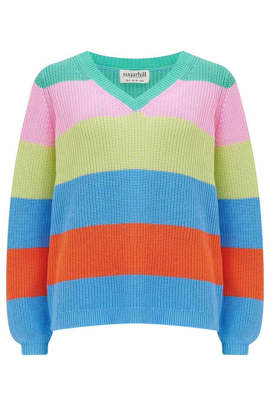 Sugarhill Rashina V-Neck Jumper Bold Stripes Multi