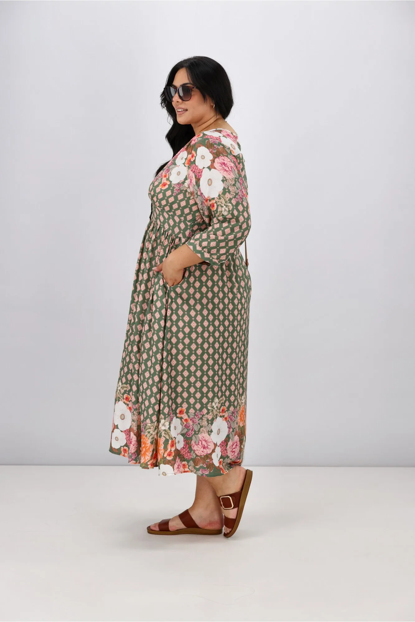 Sunday Boho Arwen Dress Boarder Floral