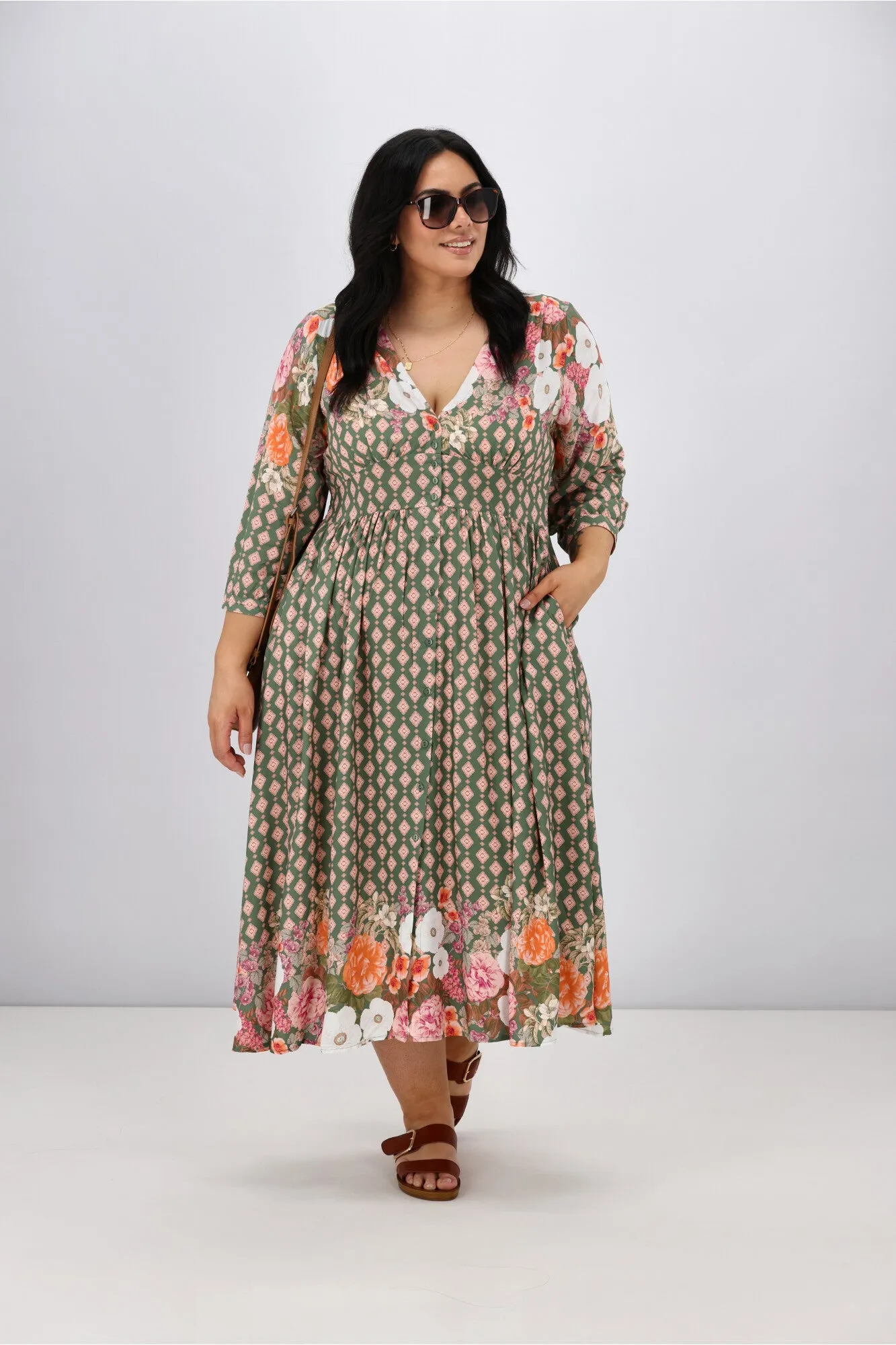 Sunday Boho Arwen Dress Boarder Floral