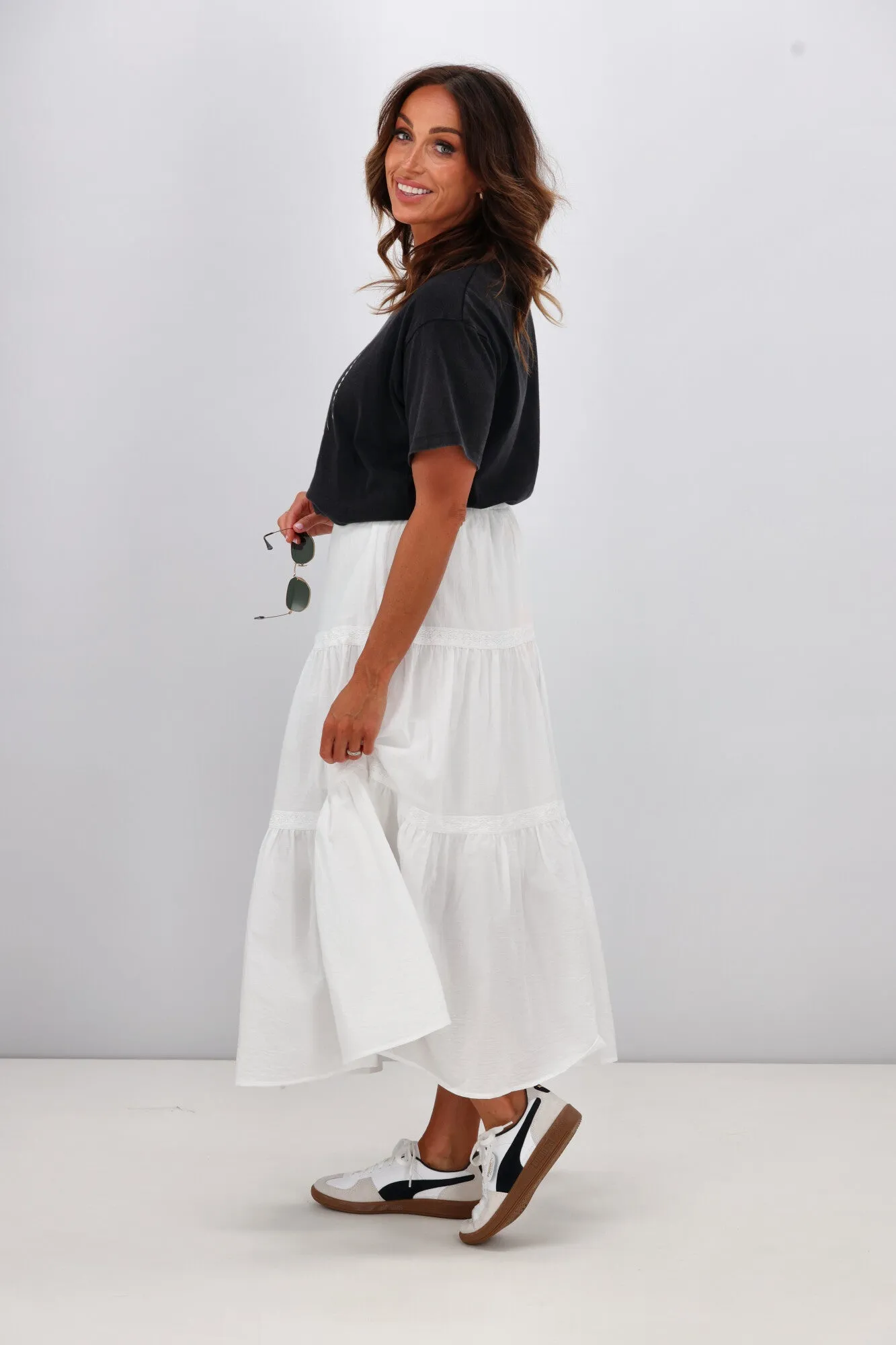 Sunday Boho Ebony Skirt White