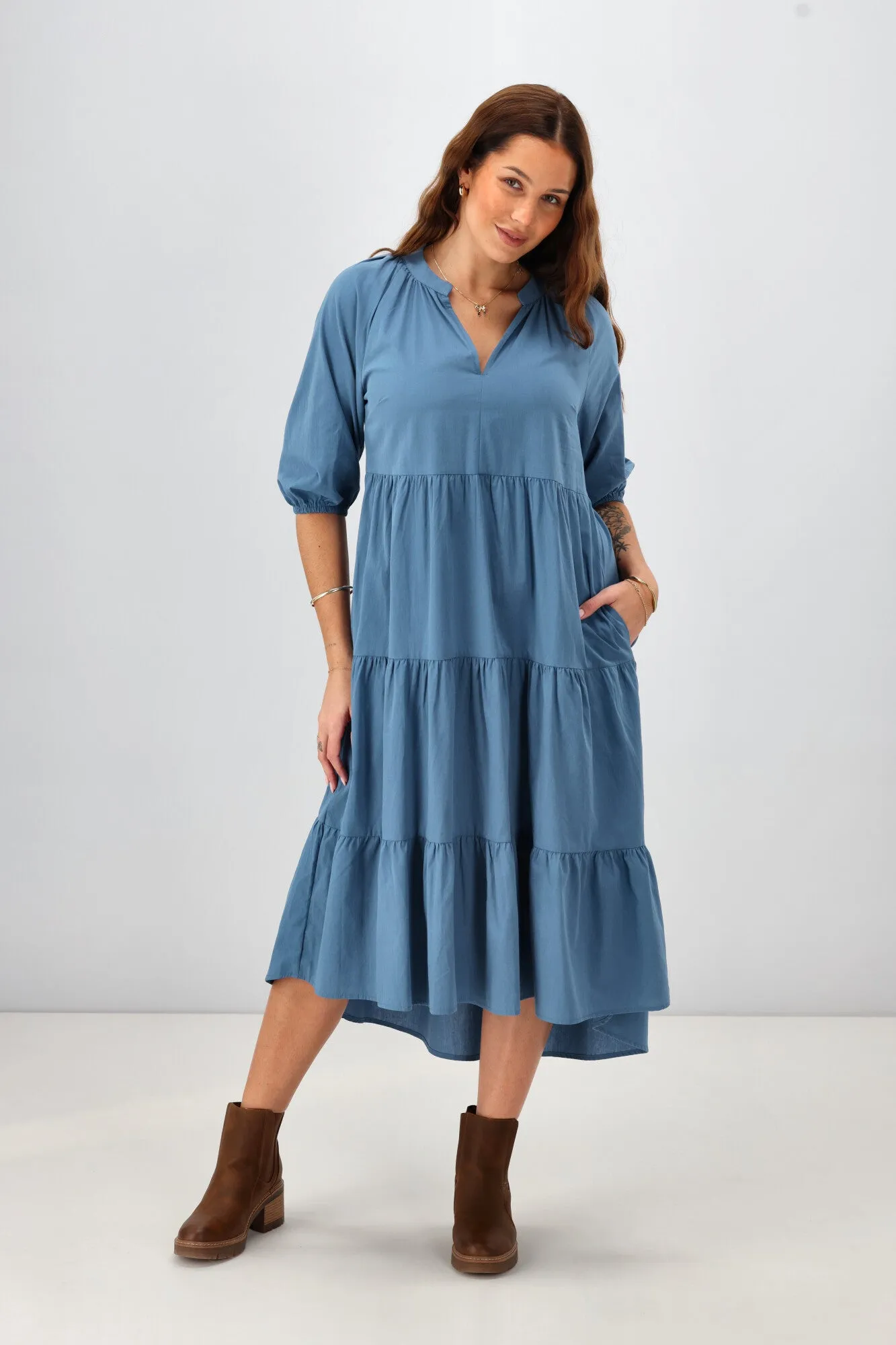 Sunday Boho Harlow Hi Low Dress Azure Blue