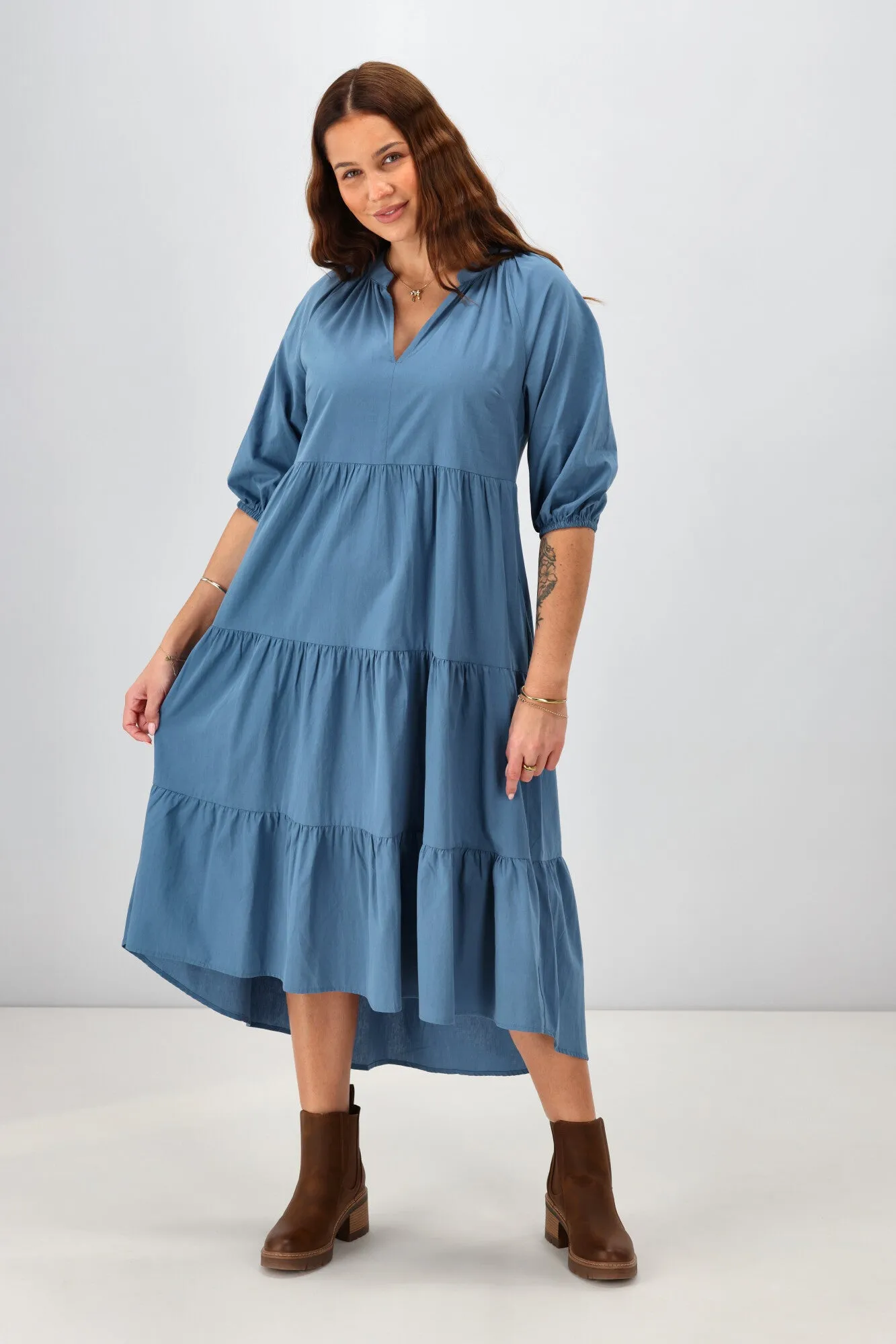 Sunday Boho Harlow Hi Low Dress Azure Blue