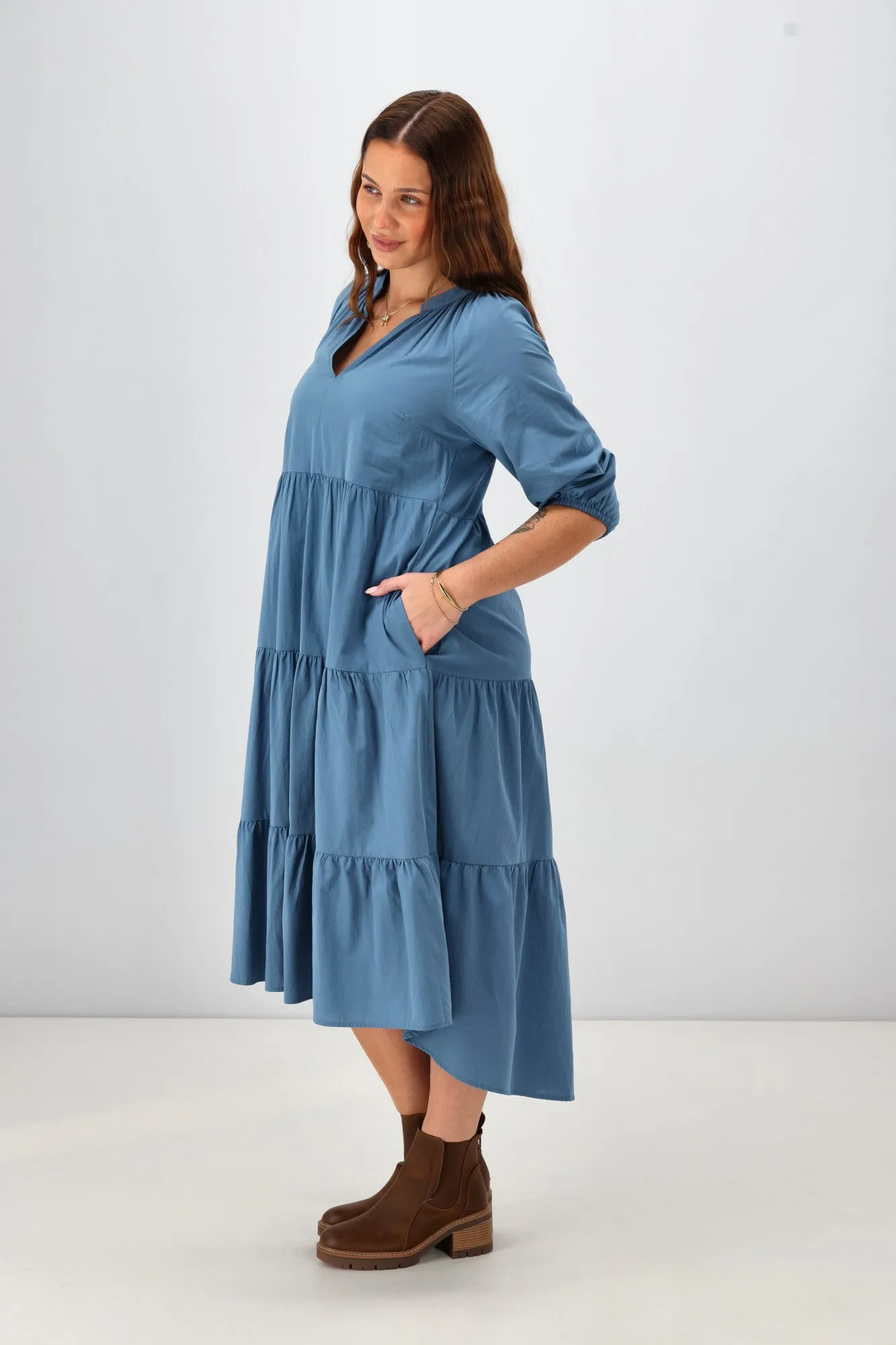 Sunday Boho Harlow Hi Low Dress Azure Blue