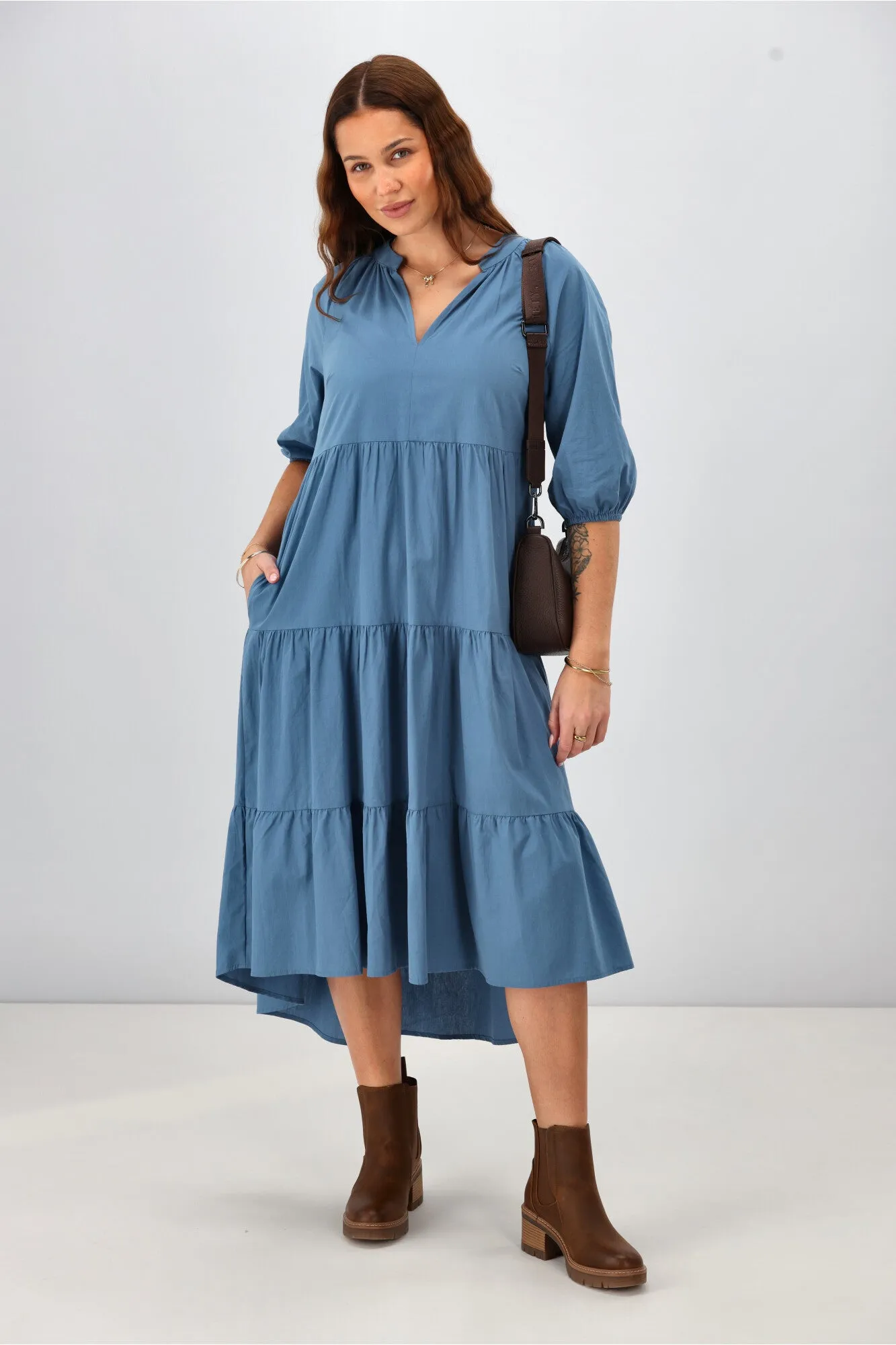 Sunday Boho Harlow Hi Low Dress Azure Blue