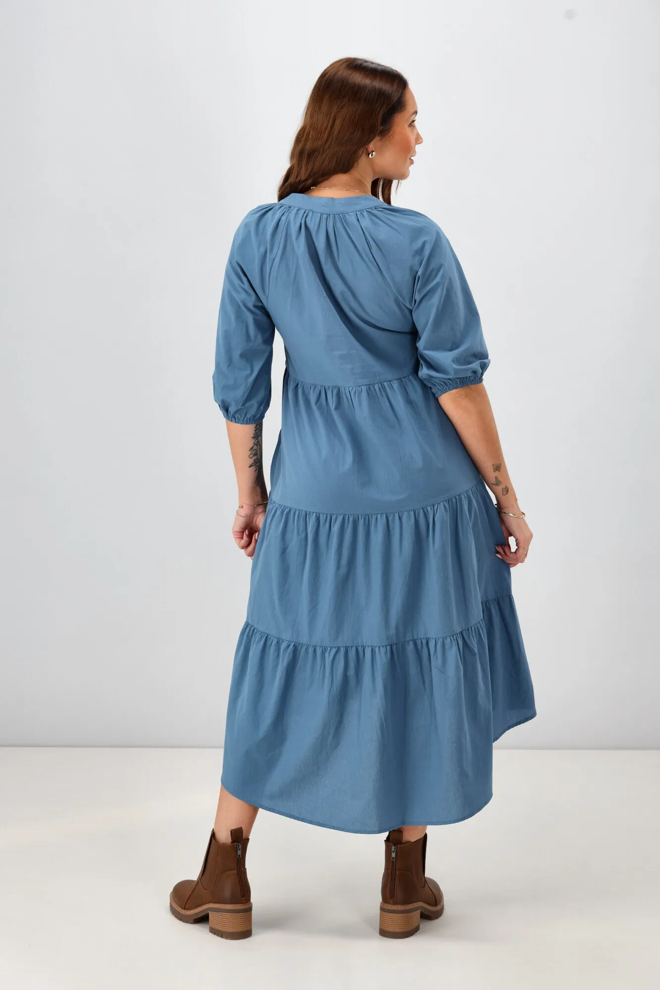 Sunday Boho Harlow Hi Low Dress Azure Blue