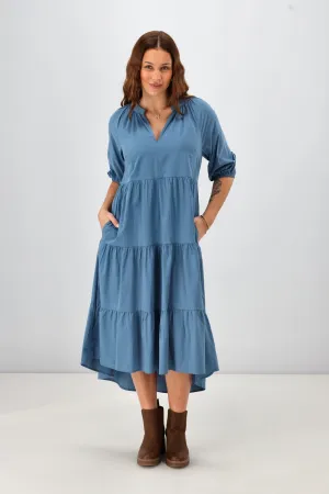 Sunday Boho Harlow Hi Low Dress Azure Blue