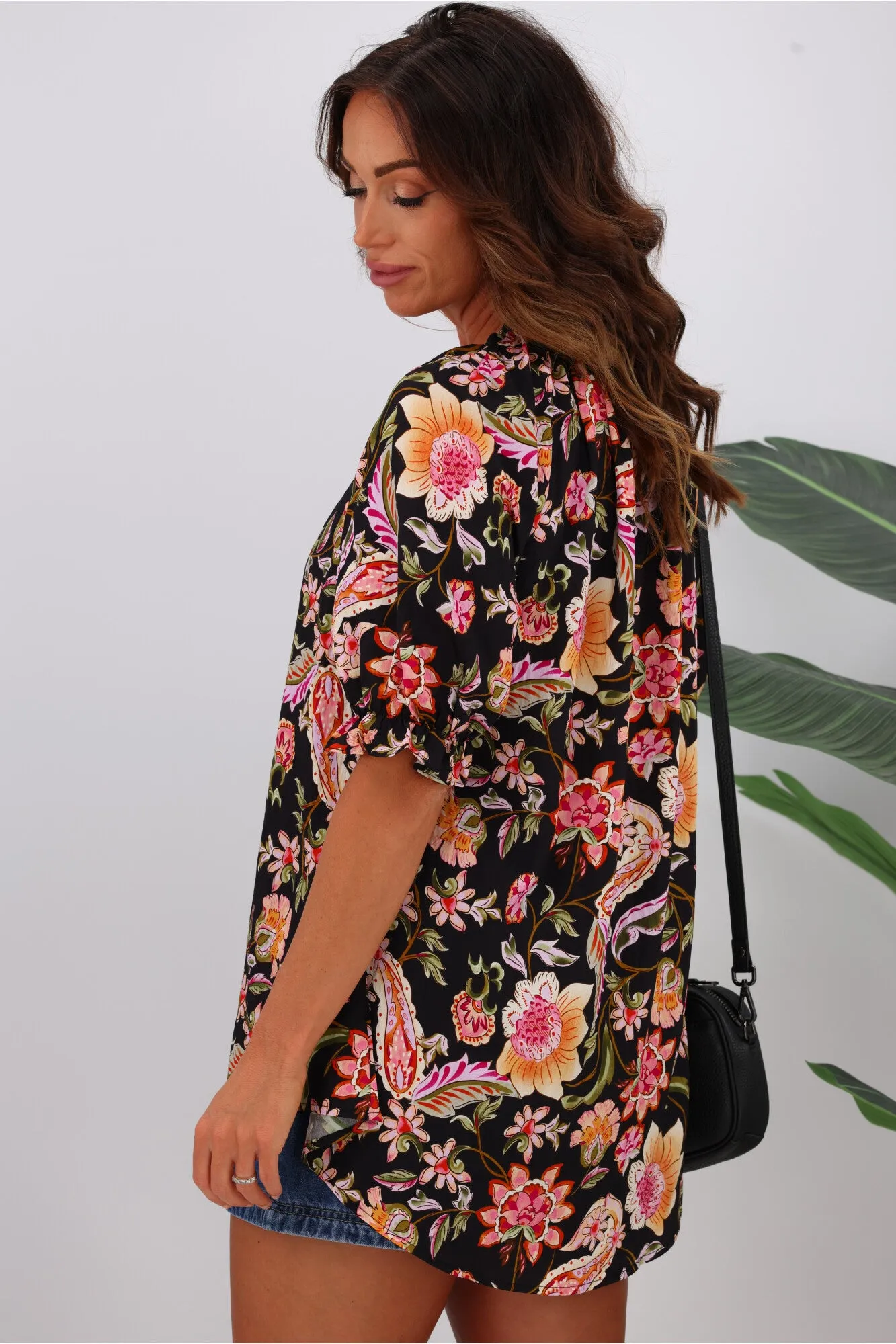 Sunday Boho Kasia Top Black Floral