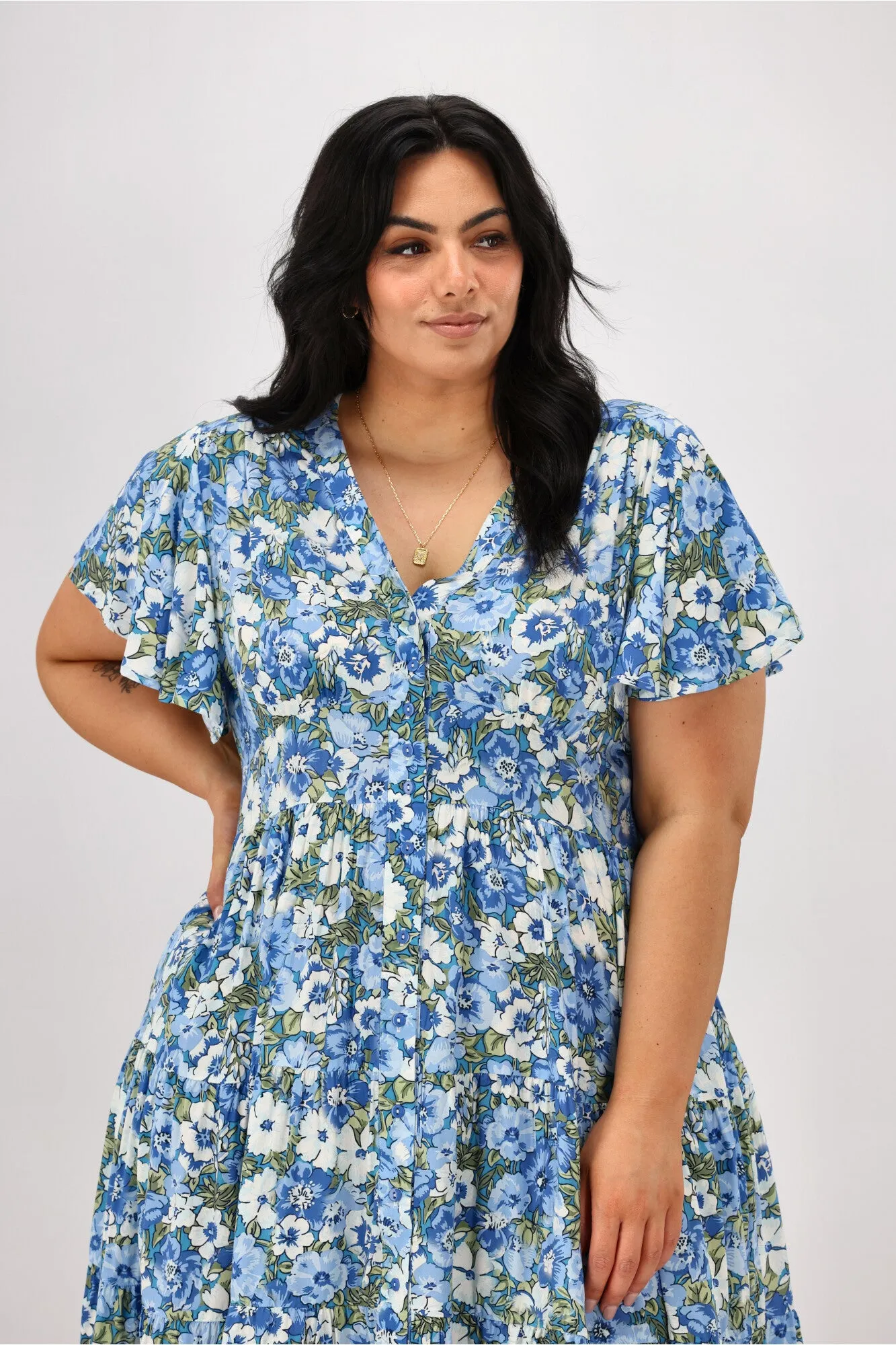 Sunday Boho Mila Dress Blue Floral