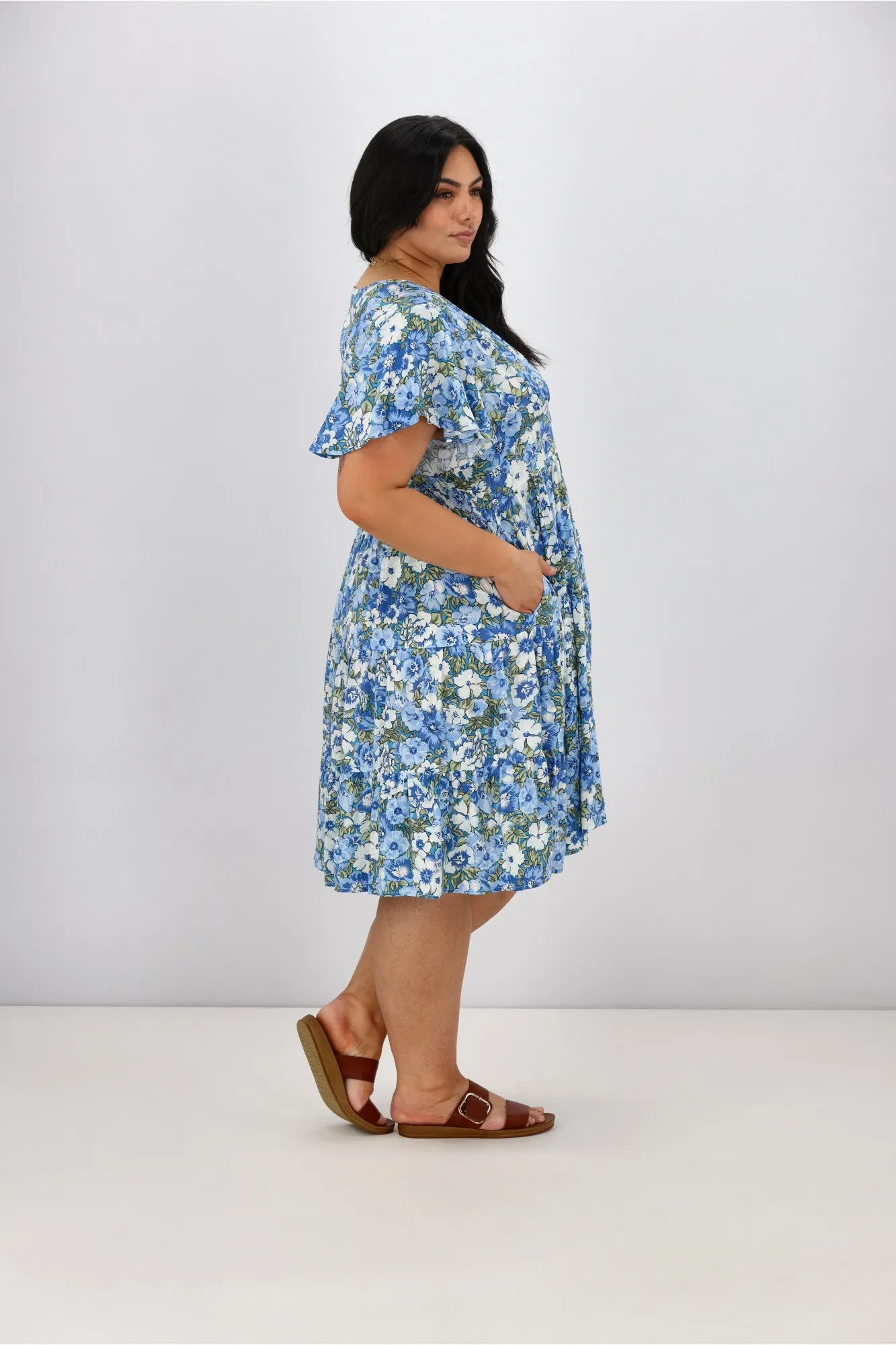Sunday Boho Mila Dress Blue Floral
