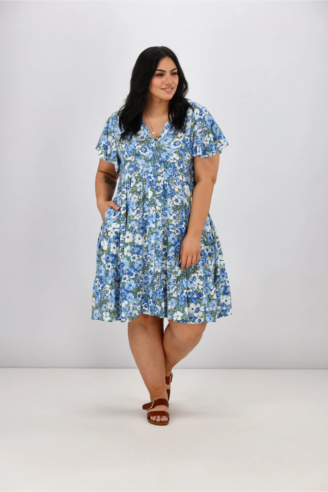 Sunday Boho Mila Dress Blue Floral