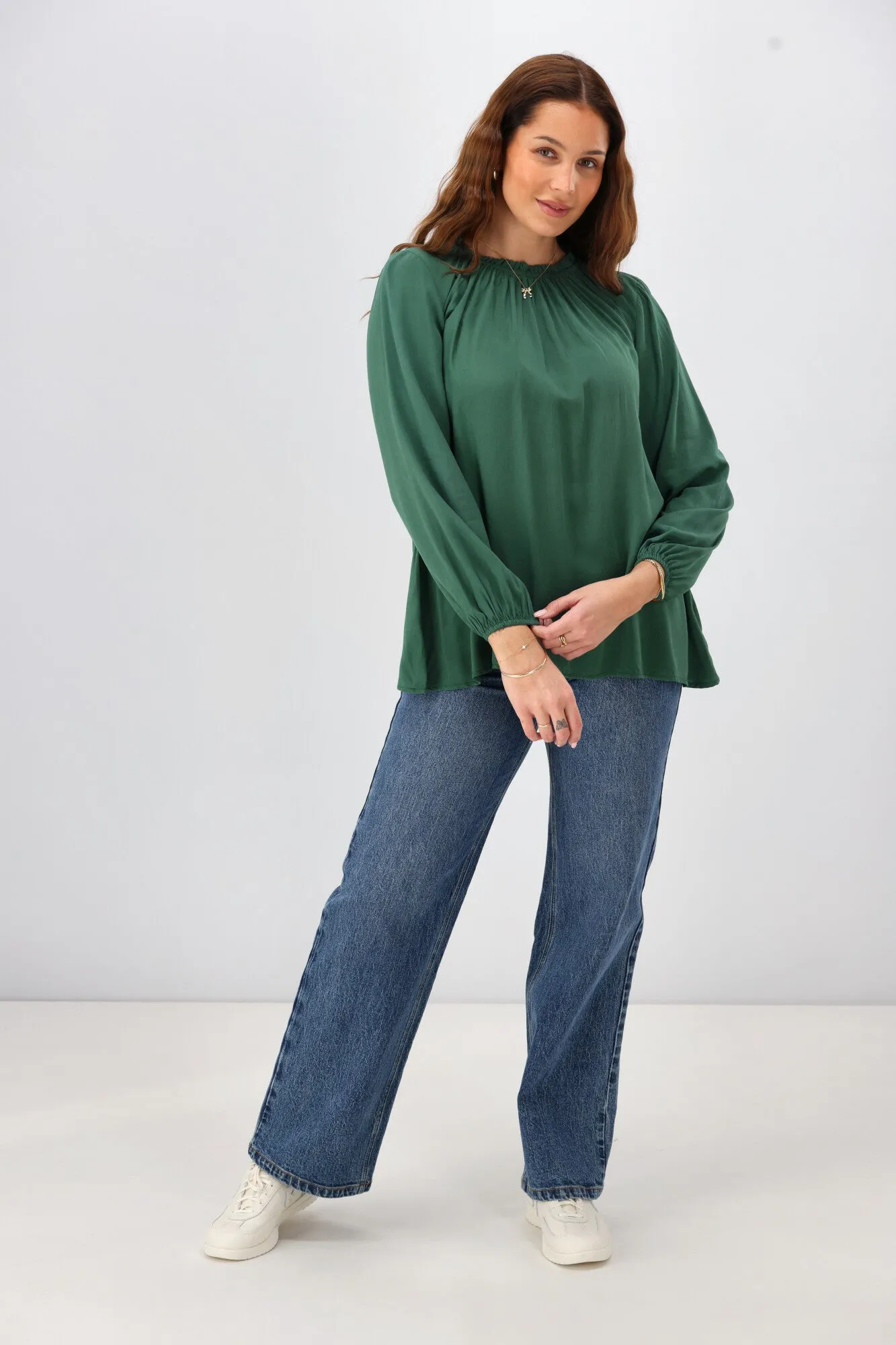 Sunday Boho Oakley Top Juniper Green