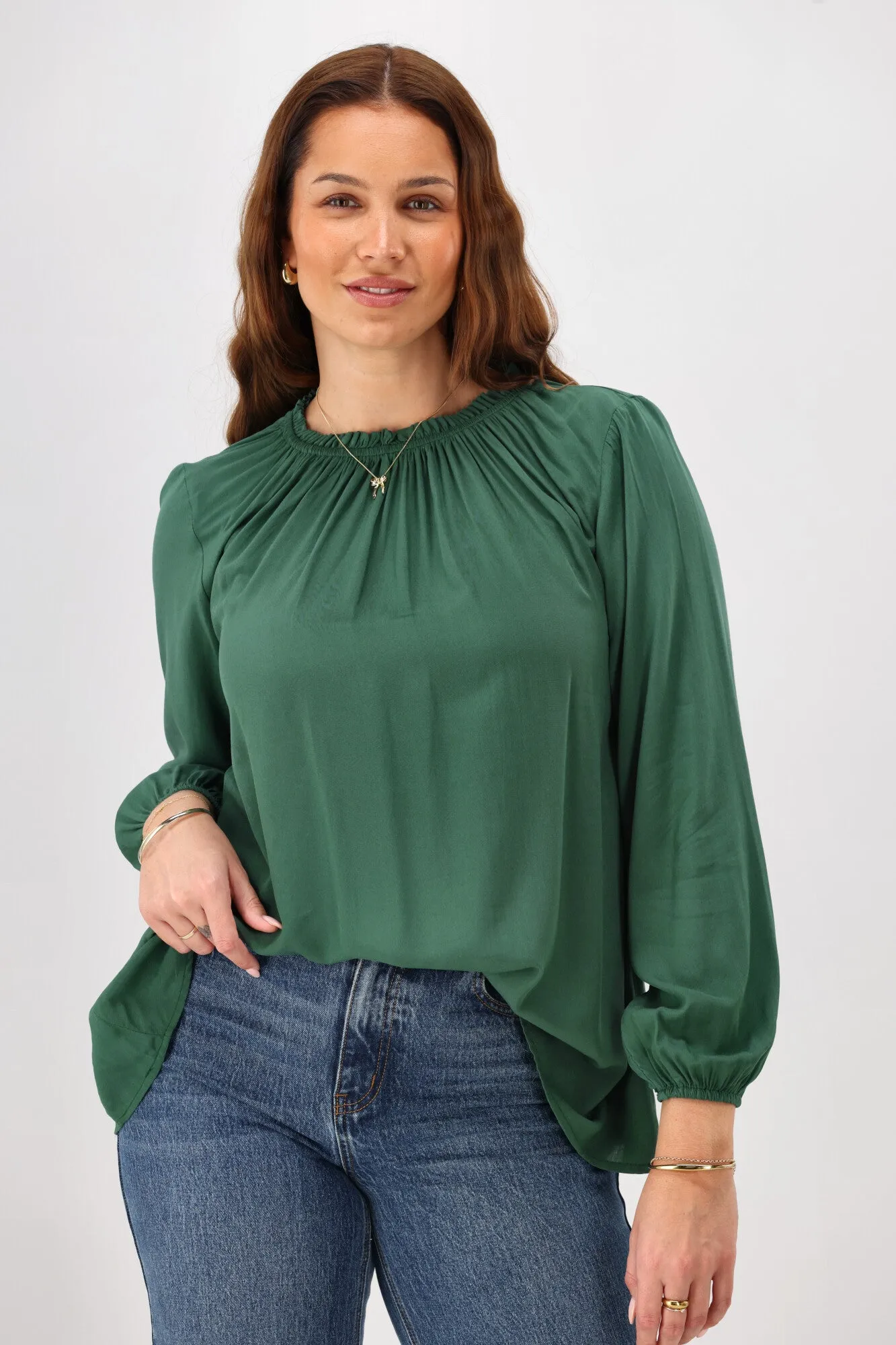 Sunday Boho Oakley Top Juniper Green