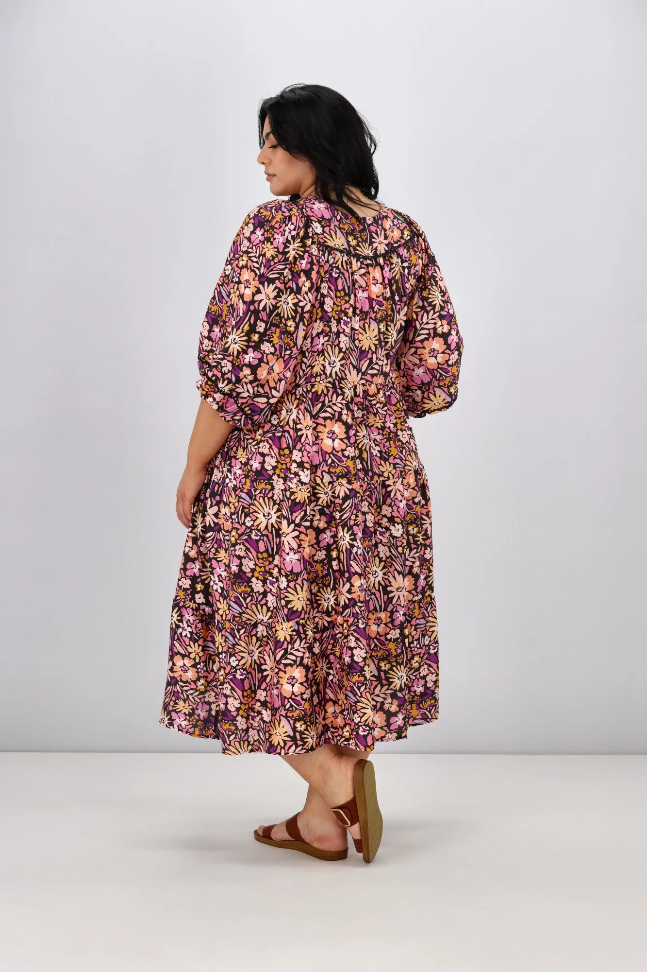Sunday Boho Penelope Dress Black Pink Floral