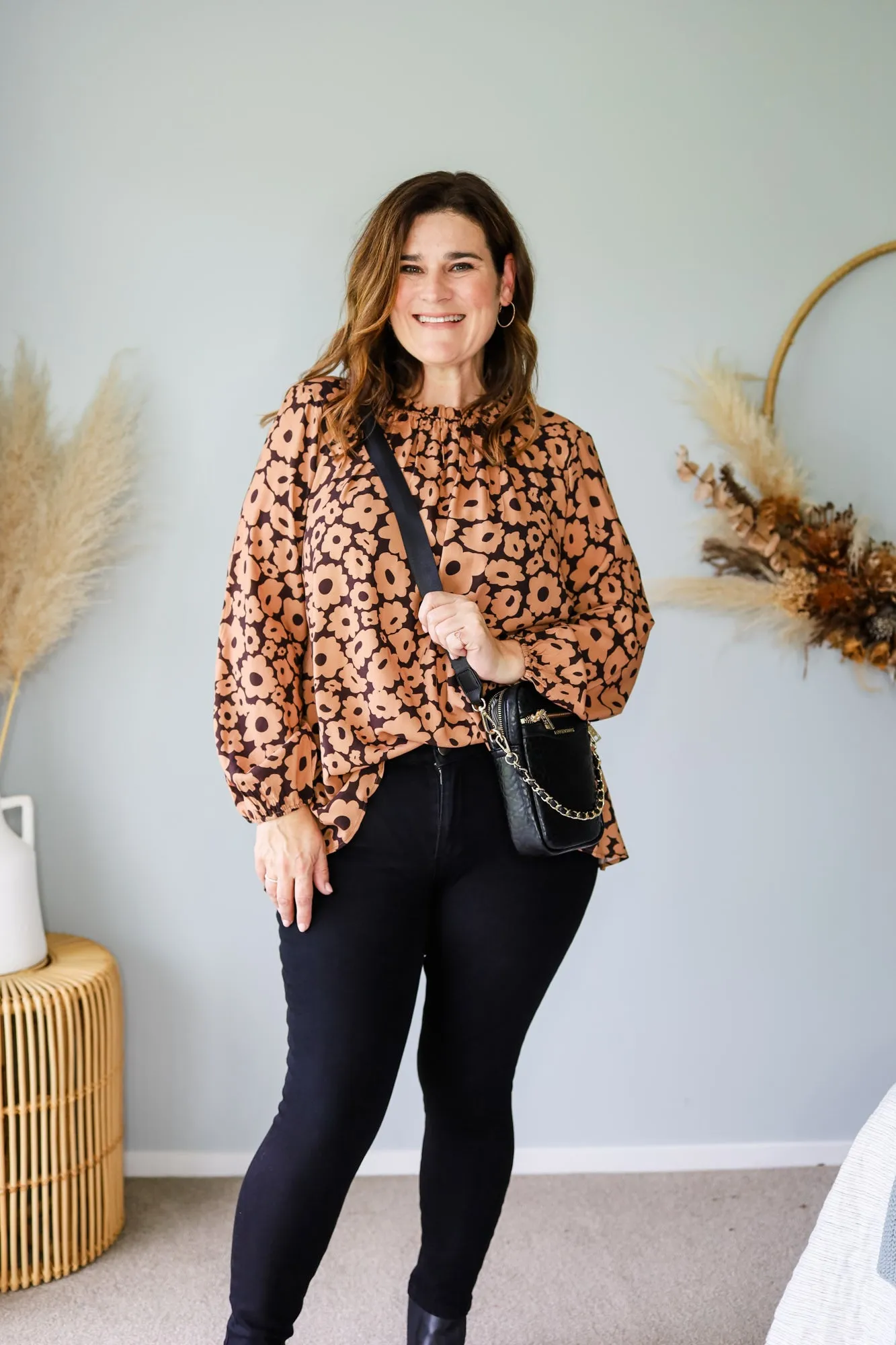 Sunday Boho Vikki Top Tan Floral