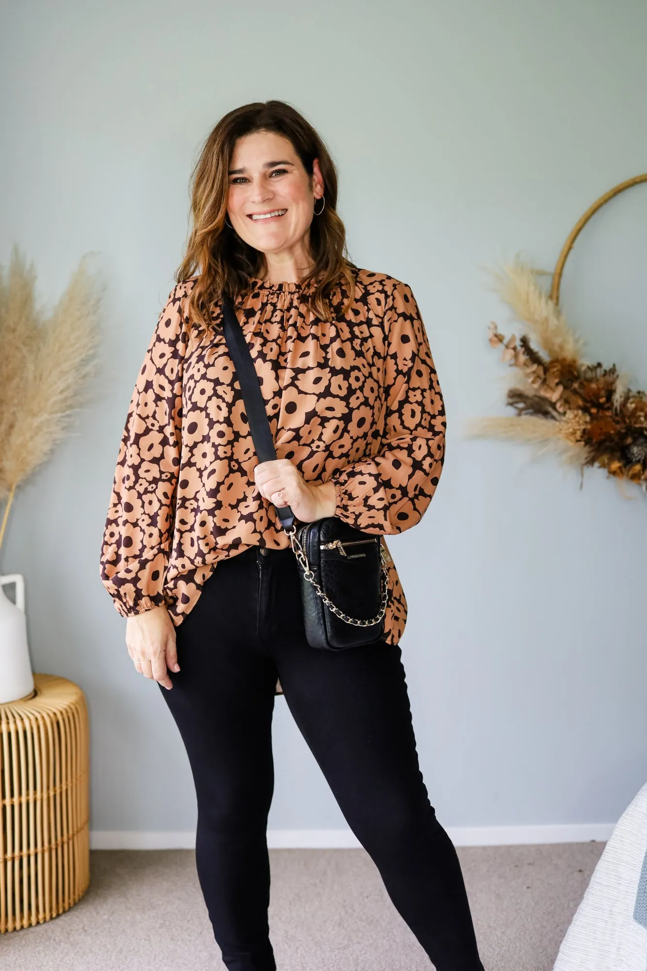Sunday Boho Vikki Top Tan Floral