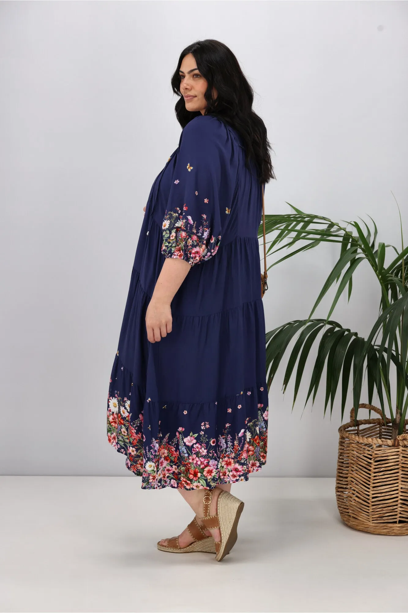 Sunday Boho Zephyr Dress Navy Floral