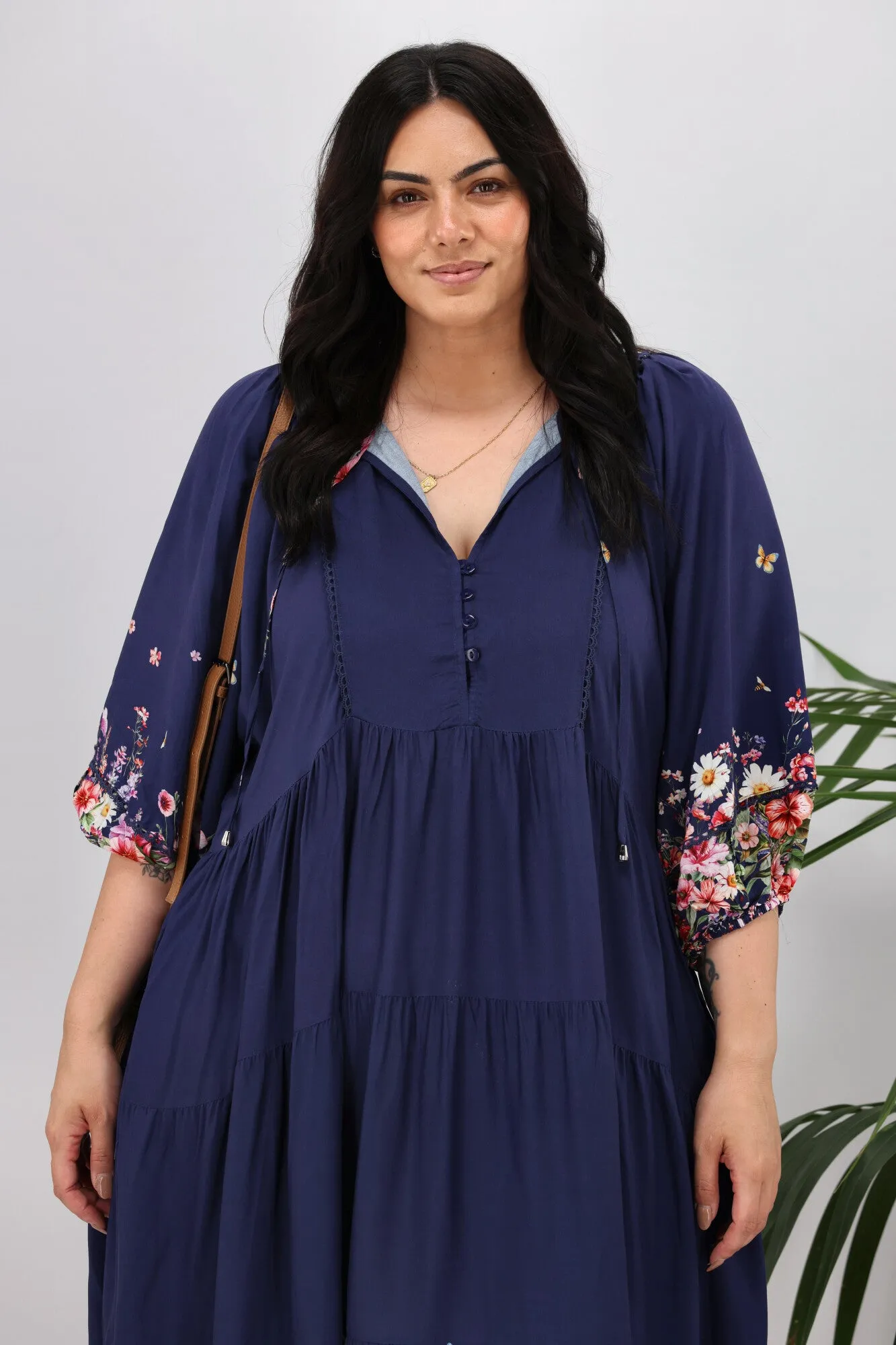 Sunday Boho Zephyr Dress Navy Floral