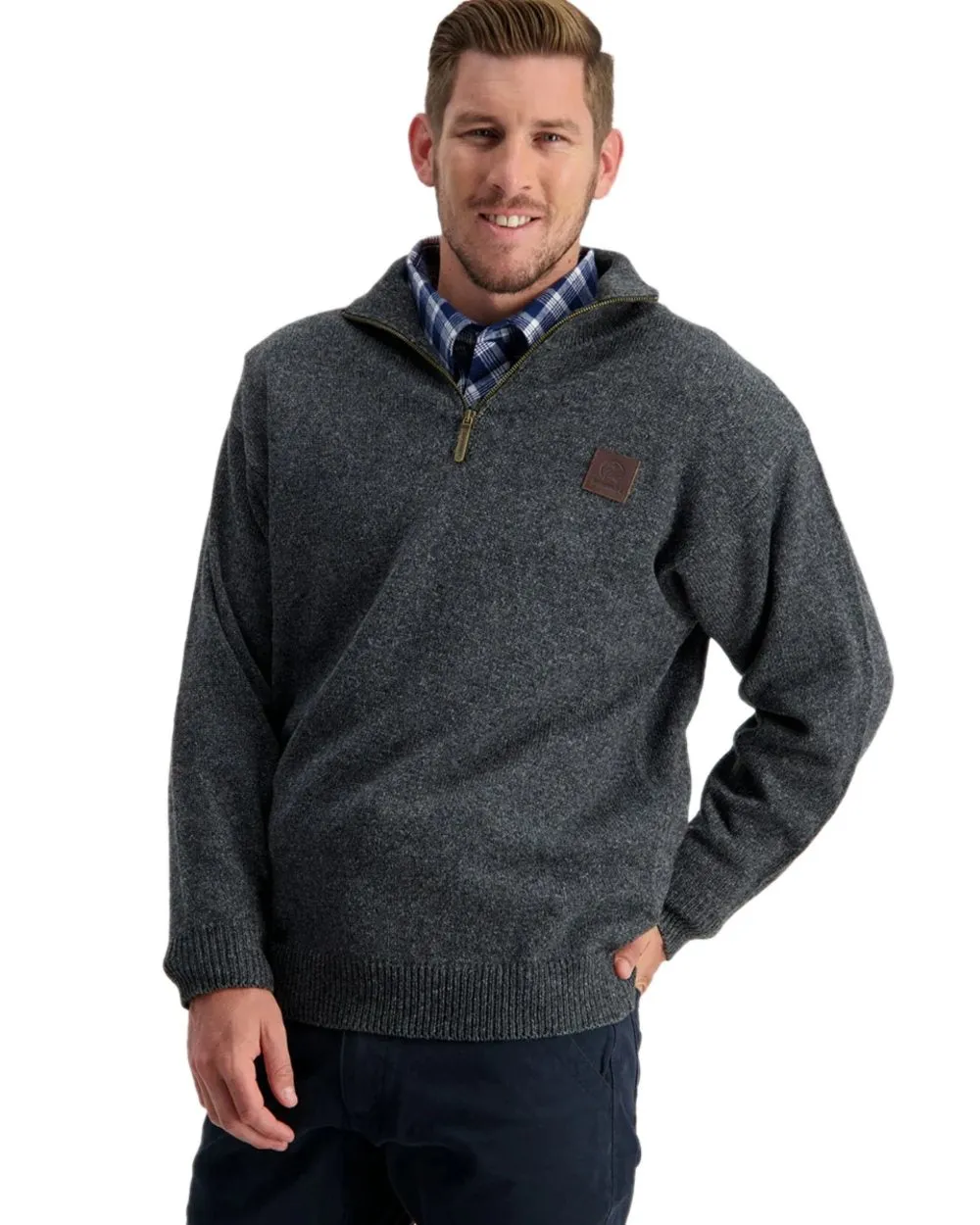 Swanndri Mens Mariner Wool Zip Neck Sweater