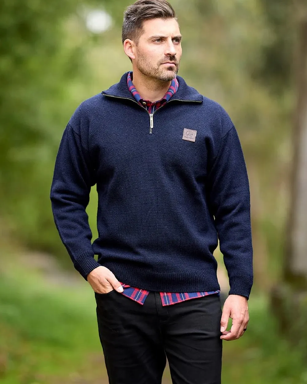 Swanndri Mens Mariner Wool Zip Neck Sweater
