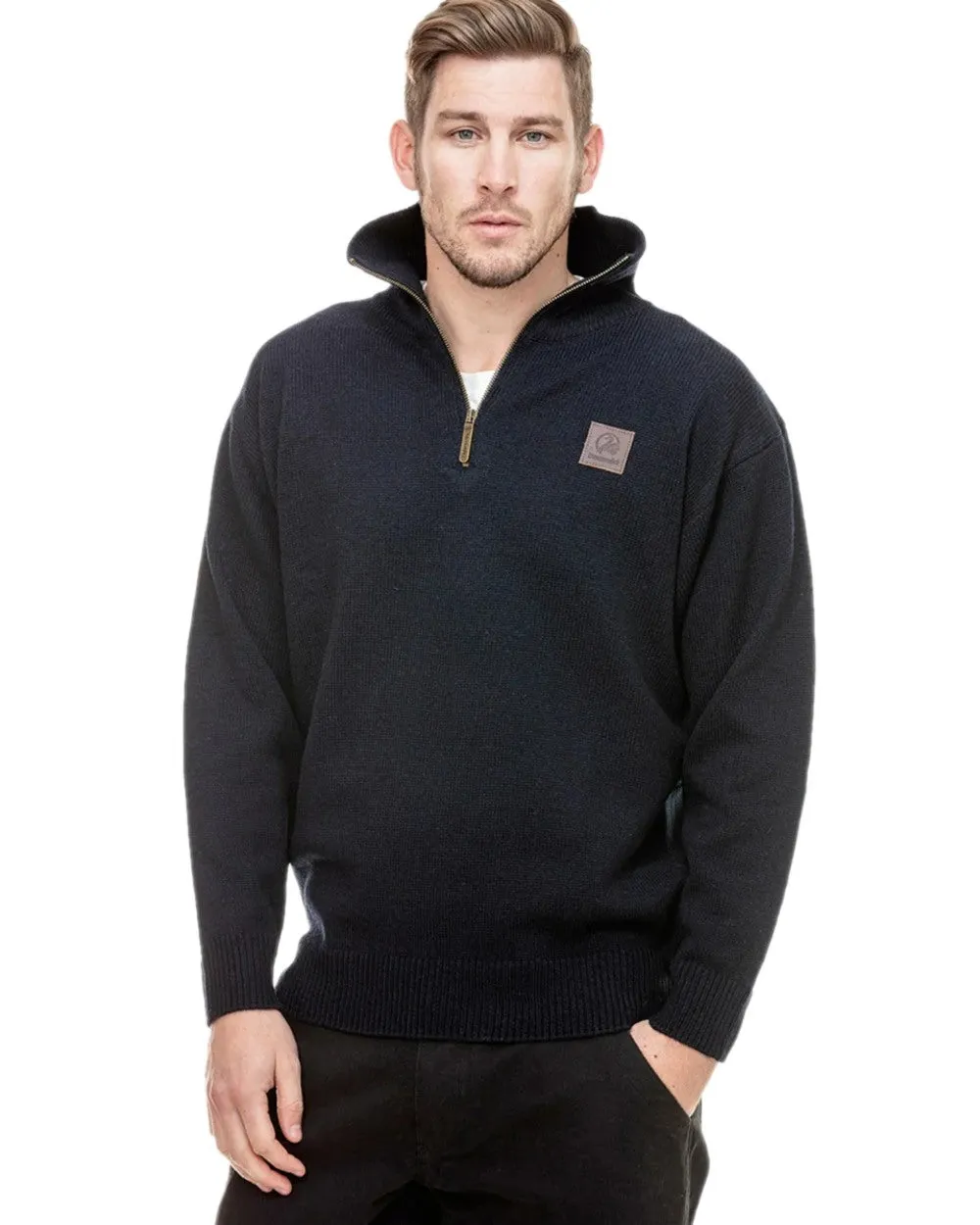 Swanndri Mens Mariner Wool Zip Neck Sweater
