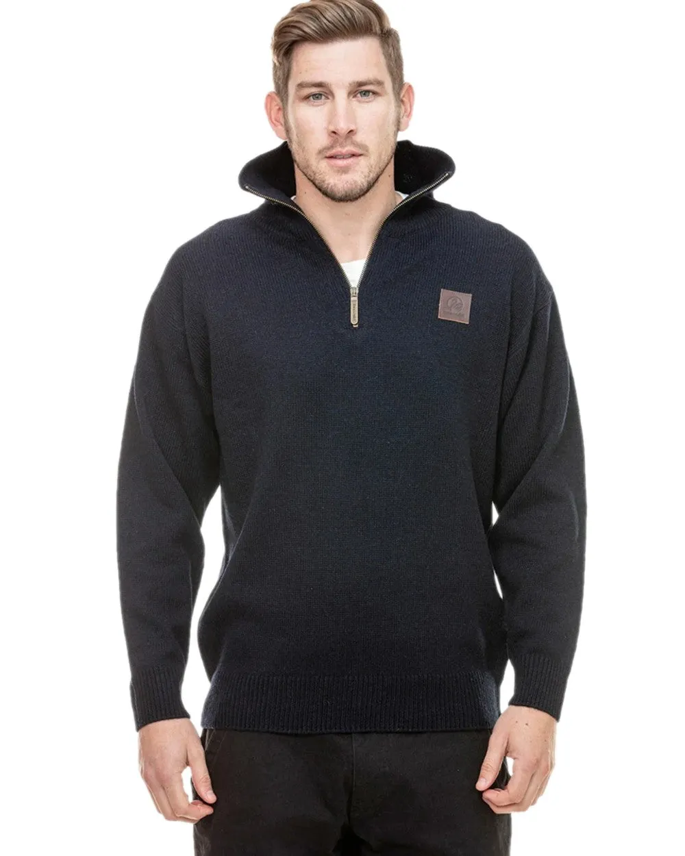 Swanndri Mens Mariner Wool Zip Neck Sweater