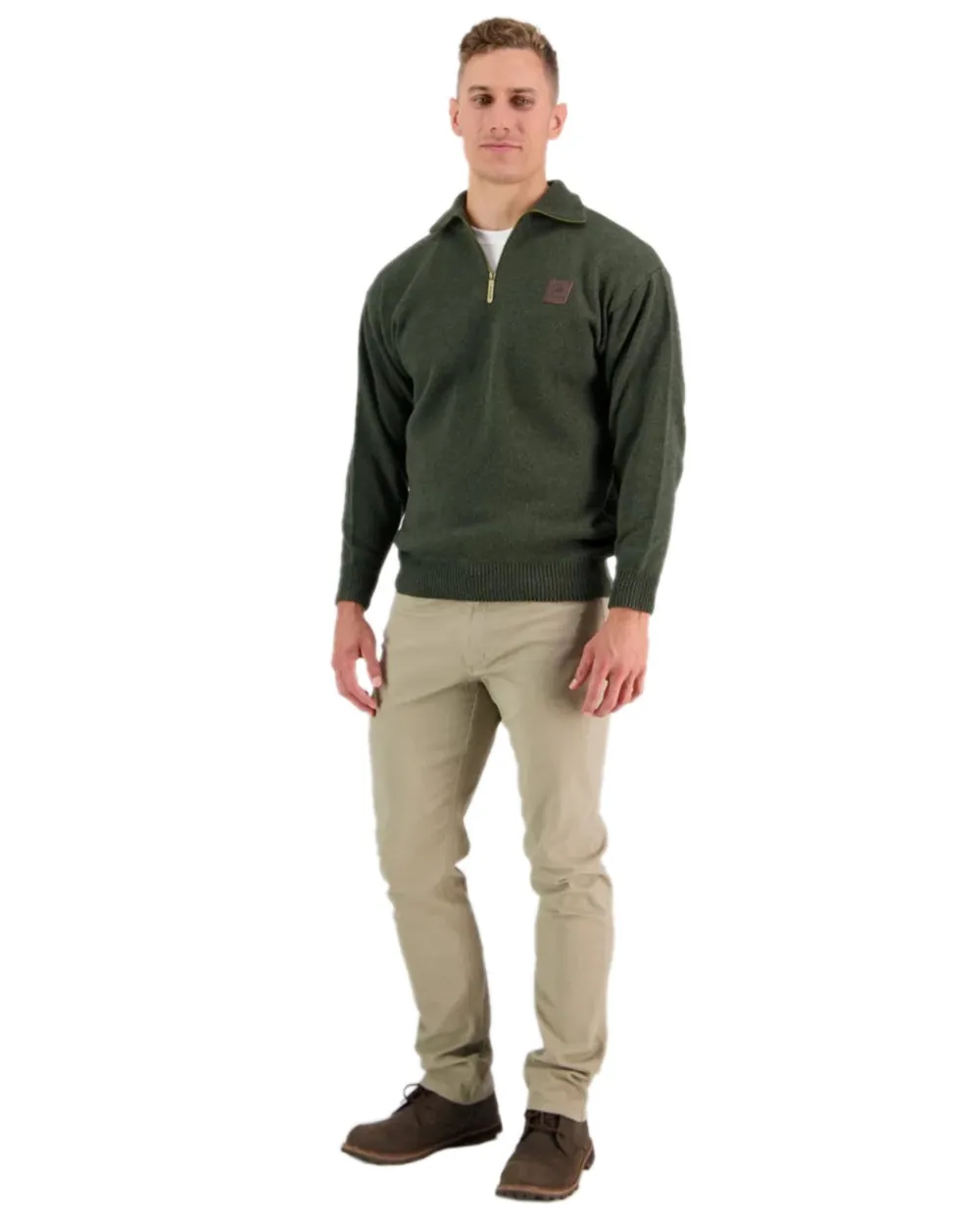 Swanndri Mens Mariner Wool Zip Neck Sweater