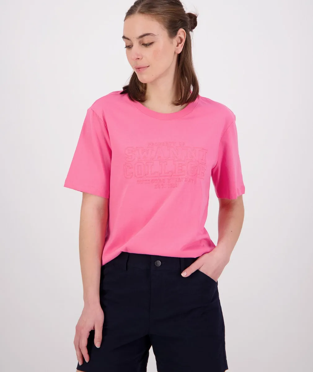 Swanndri Scholar Embroided T Shirt Raspberry