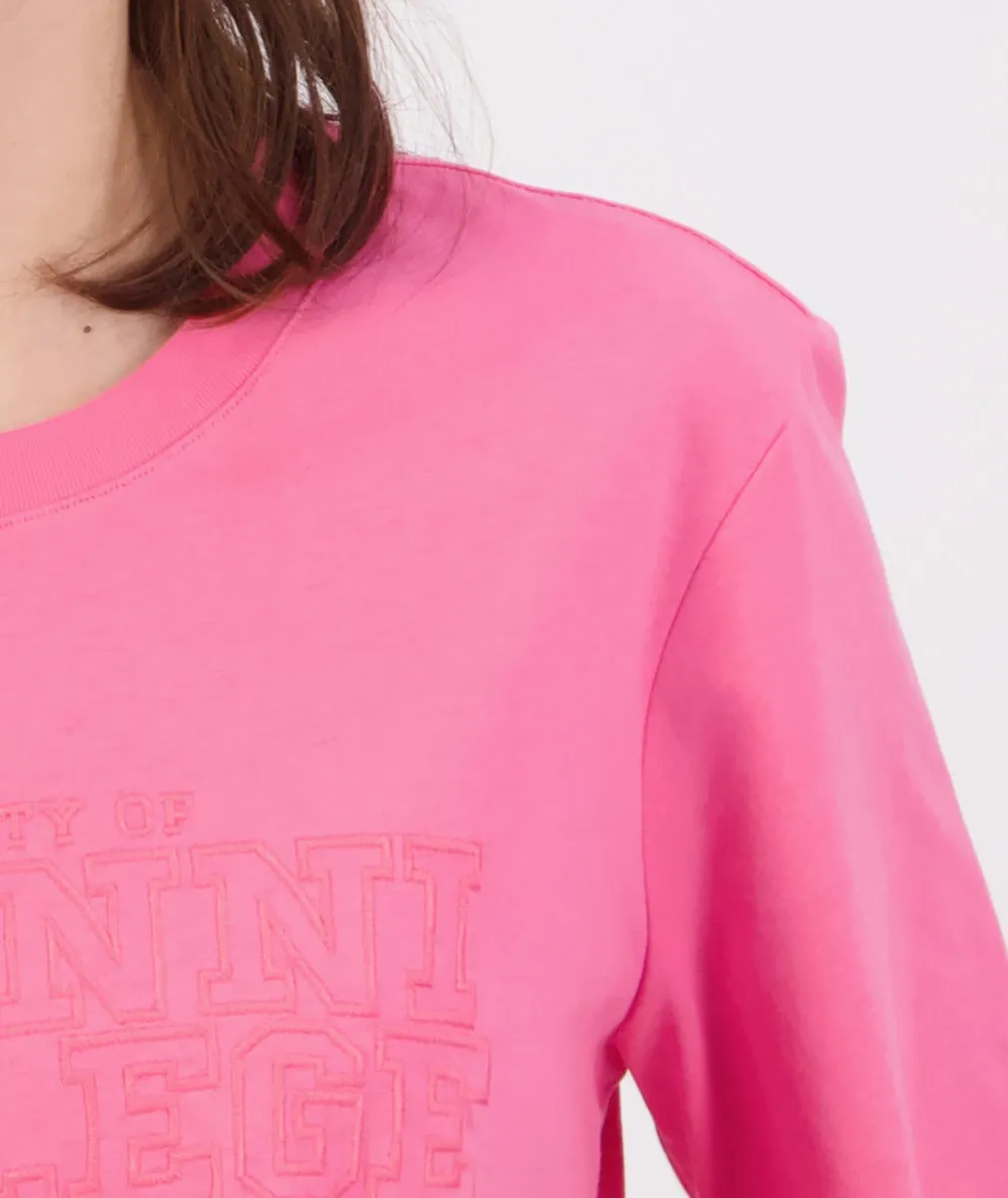 Swanndri Scholar Embroided T Shirt Raspberry