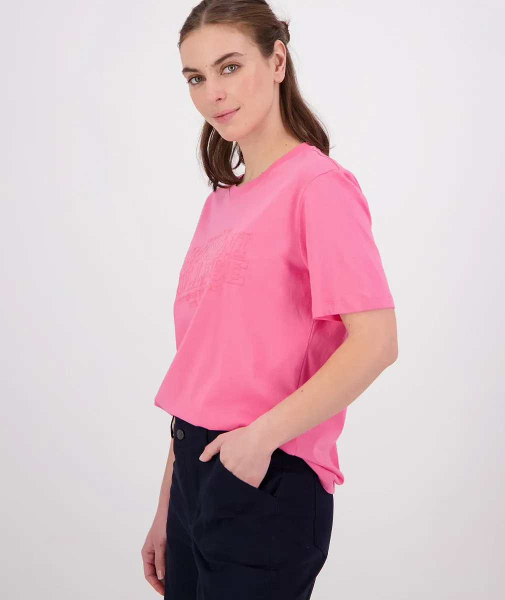 Swanndri Scholar Embroided T Shirt Raspberry