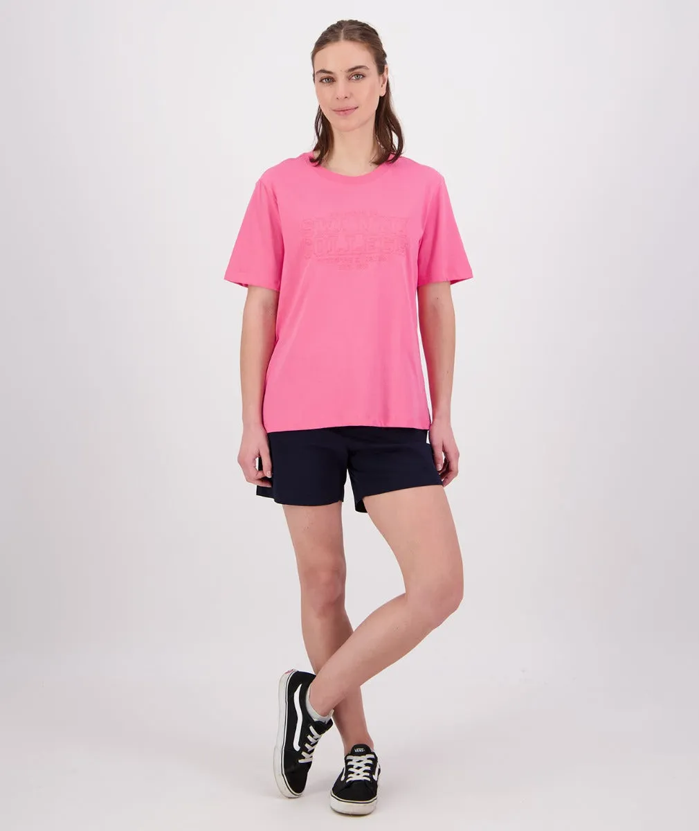 Swanndri Scholar Embroided T Shirt Raspberry