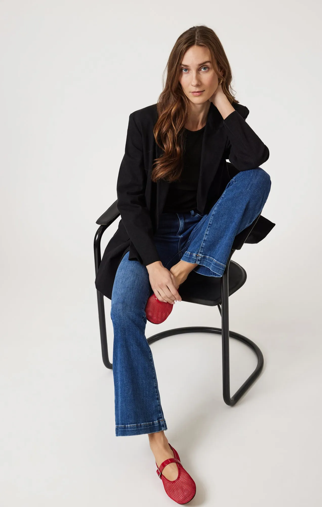 SYDNEY FLARE IN DARK BRUSHED FEATHER BLUE
