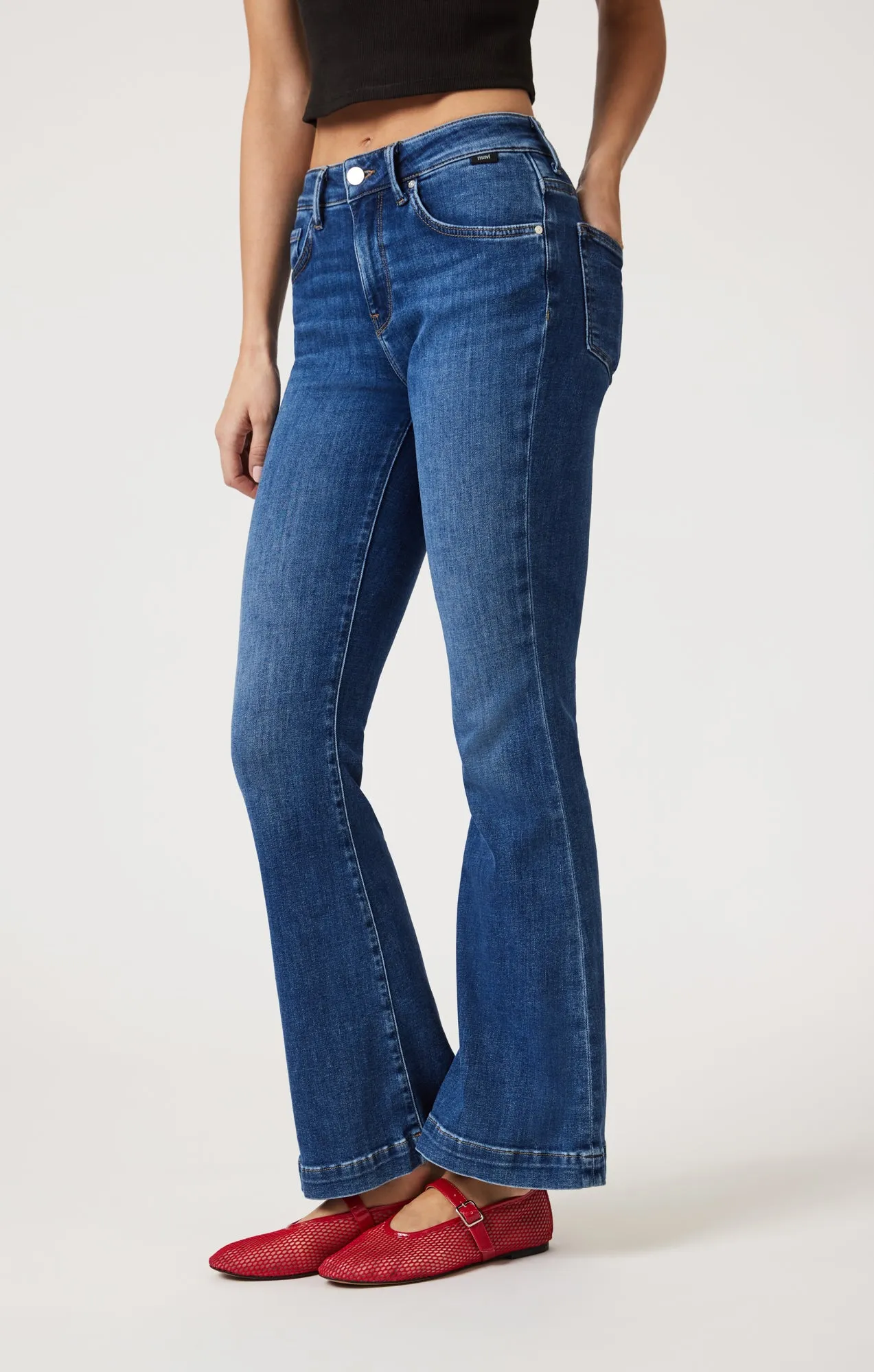 SYDNEY FLARE IN DARK BRUSHED FEATHER BLUE