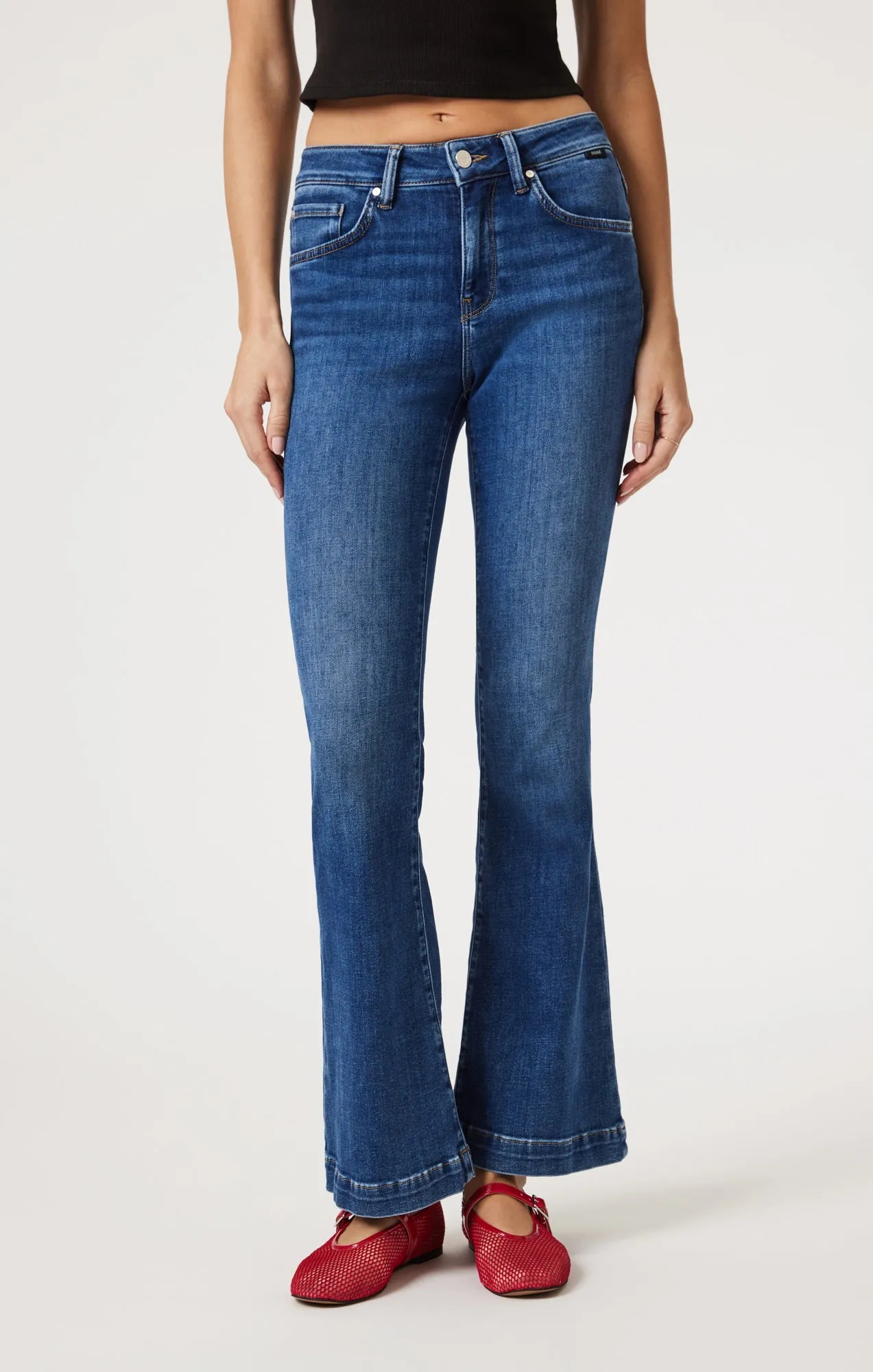 SYDNEY FLARE IN DARK BRUSHED FEATHER BLUE