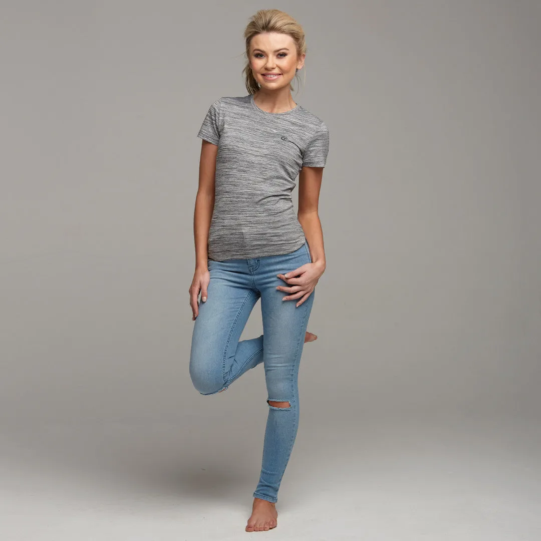TEGAN GREY MARL SLUB TEE - CT047