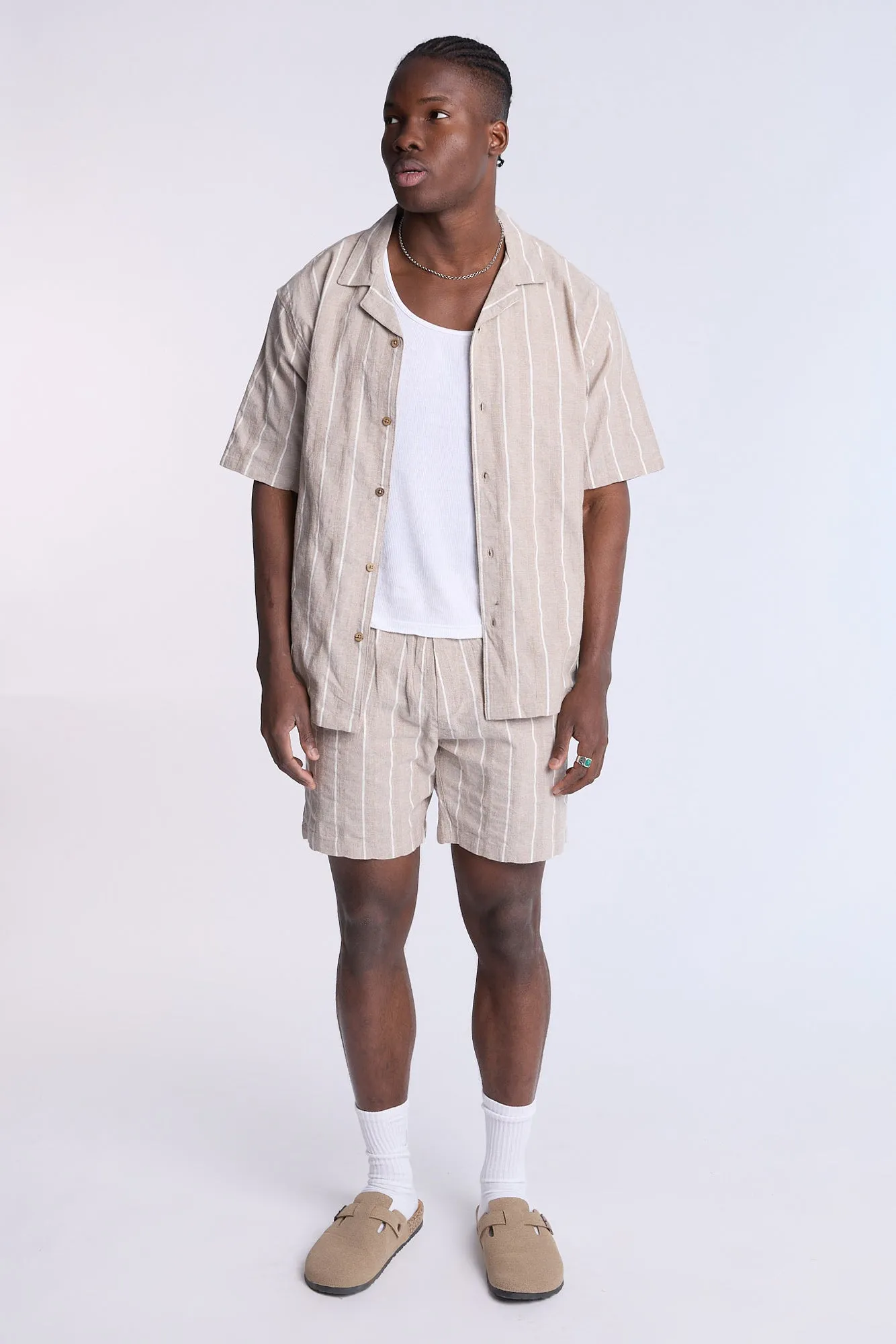 Textured Striped Knit Shorts