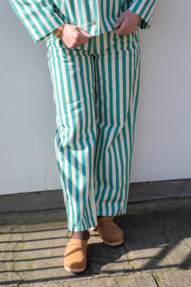 The Tiny Big Sister Berta Off-White and Emerald Jeans