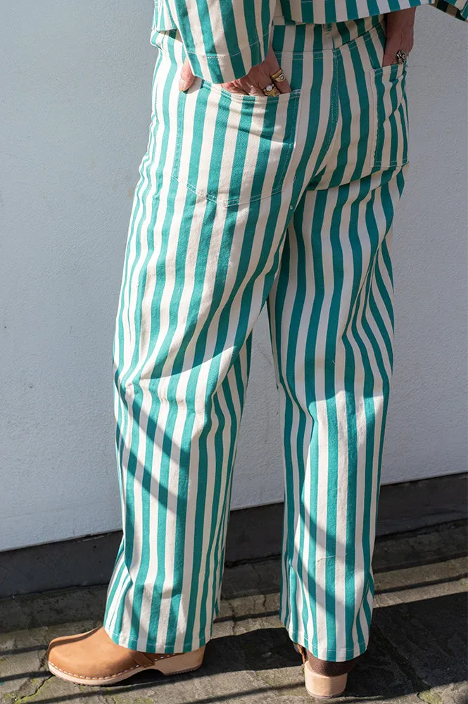The Tiny Big Sister Berta Off-White and Emerald Jeans