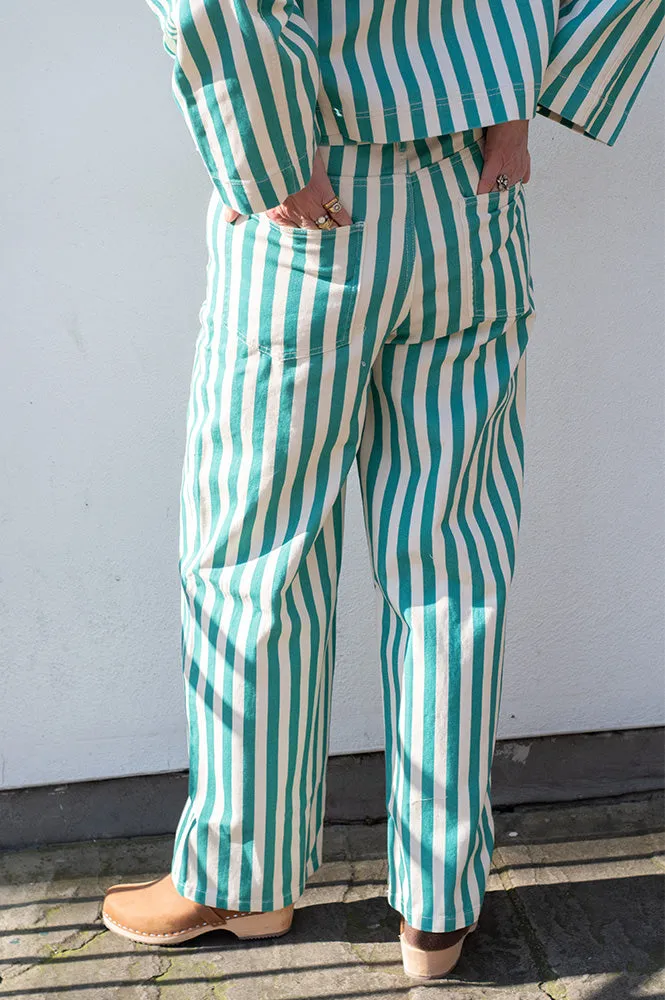 The Tiny Big Sister Berta Off-White and Emerald Jeans