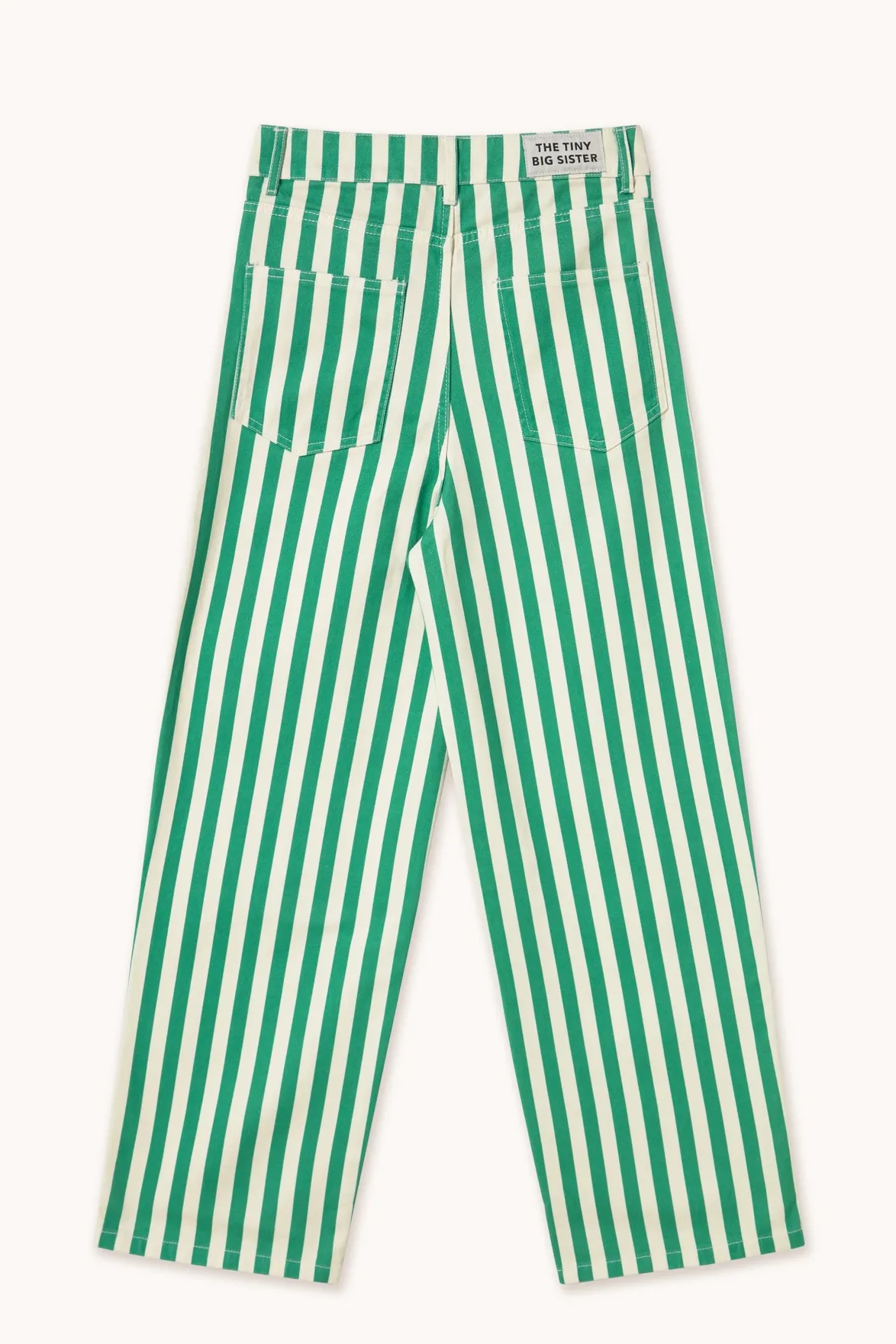 The Tiny Big Sister Berta Off-White and Emerald Jeans
