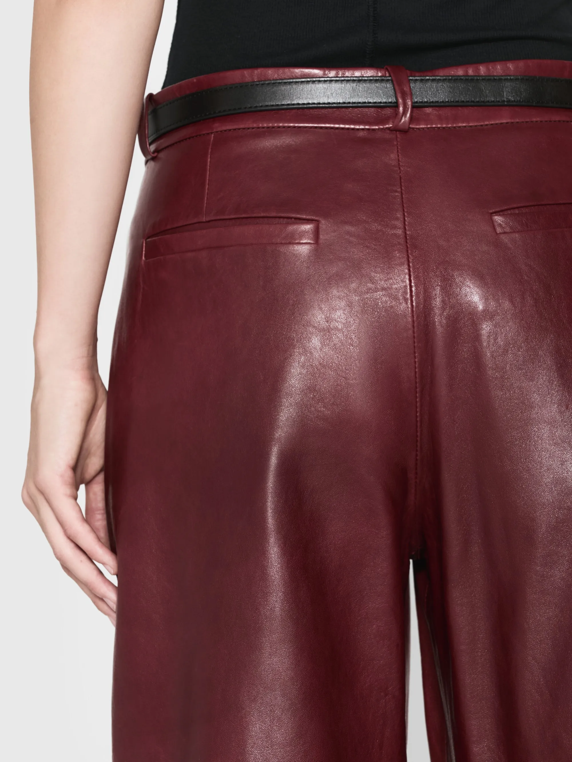 The Wide Leather Trouser -- Syrah Red
