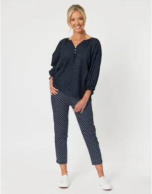 Threadz Mila Lace Top Navy