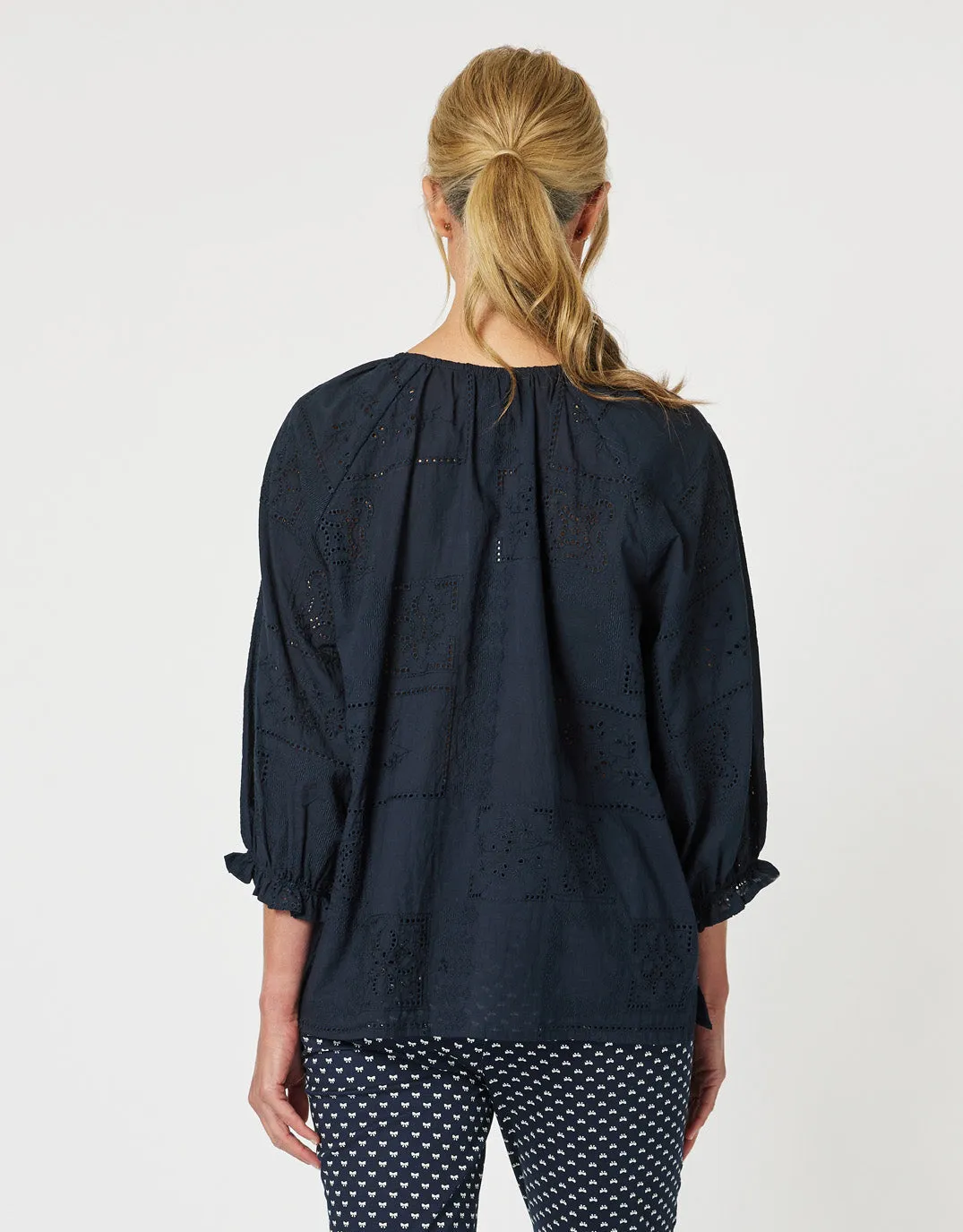Threadz Mila Lace Top Navy