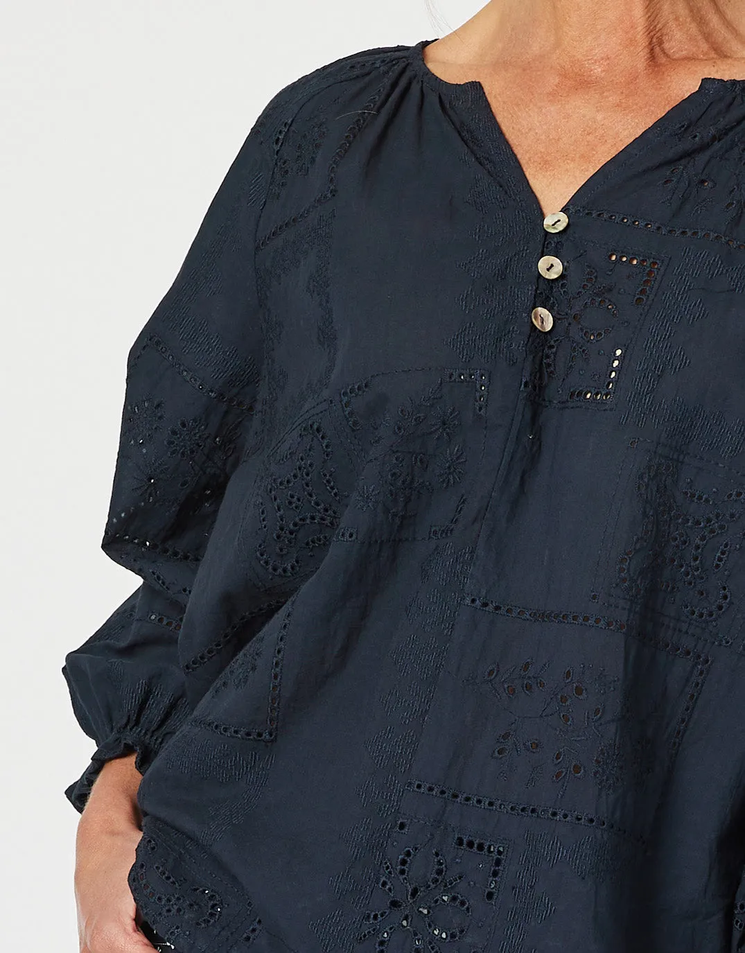 Threadz Mila Lace Top Navy