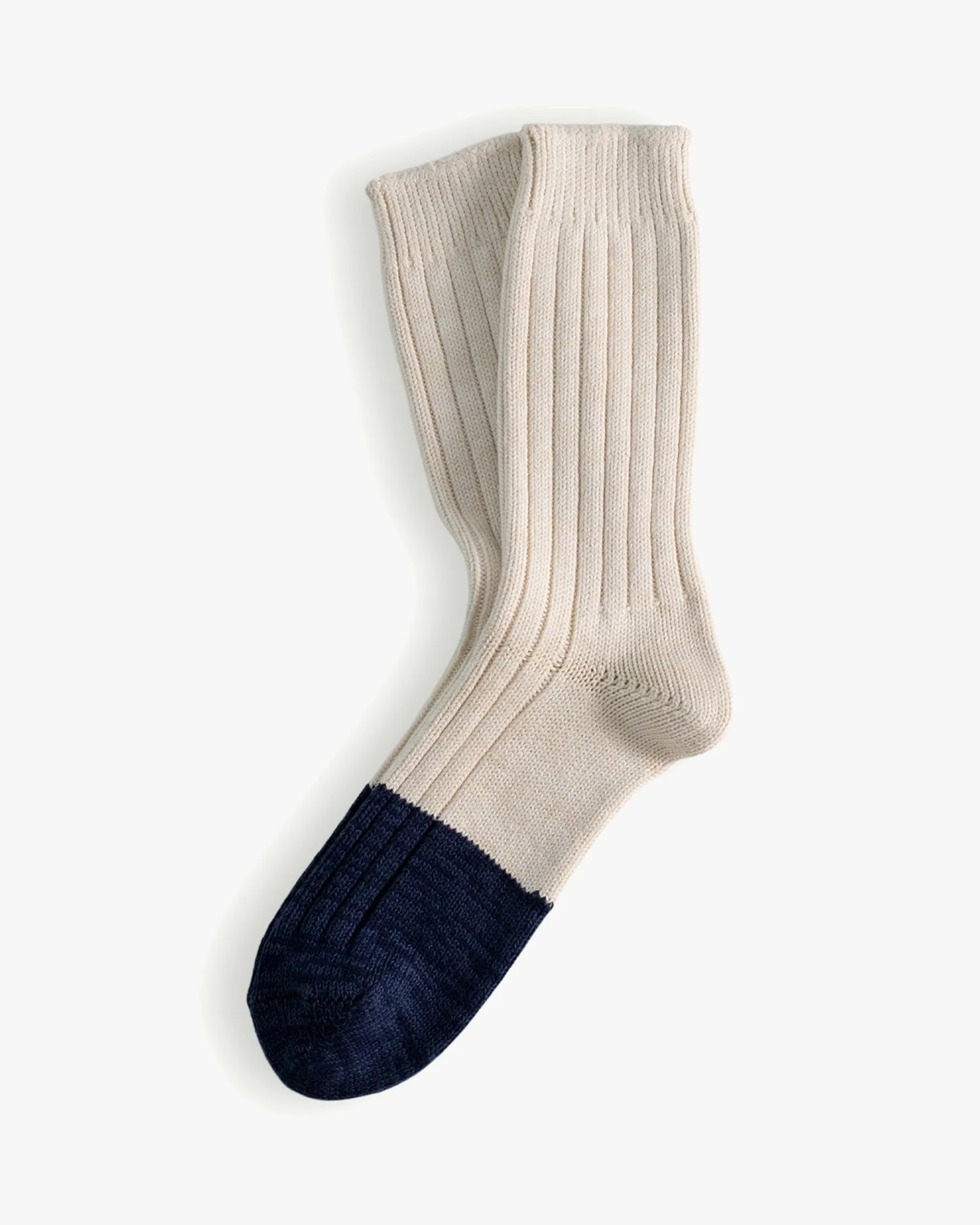 Thunders Love Marine Collection Cotton Duplo Socks - Raw White / Navy