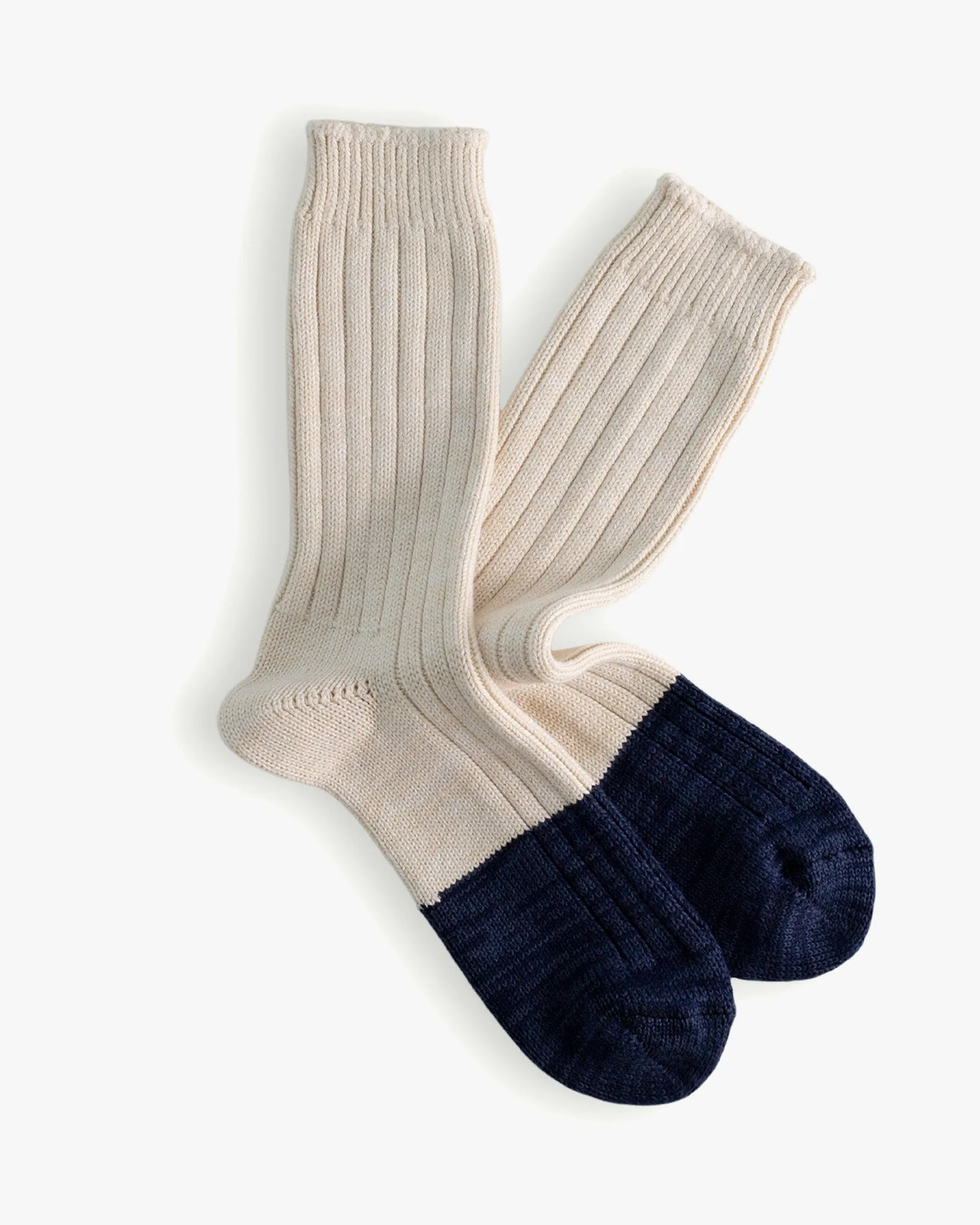 Thunders Love Marine Collection Cotton Duplo Socks - Raw White / Navy