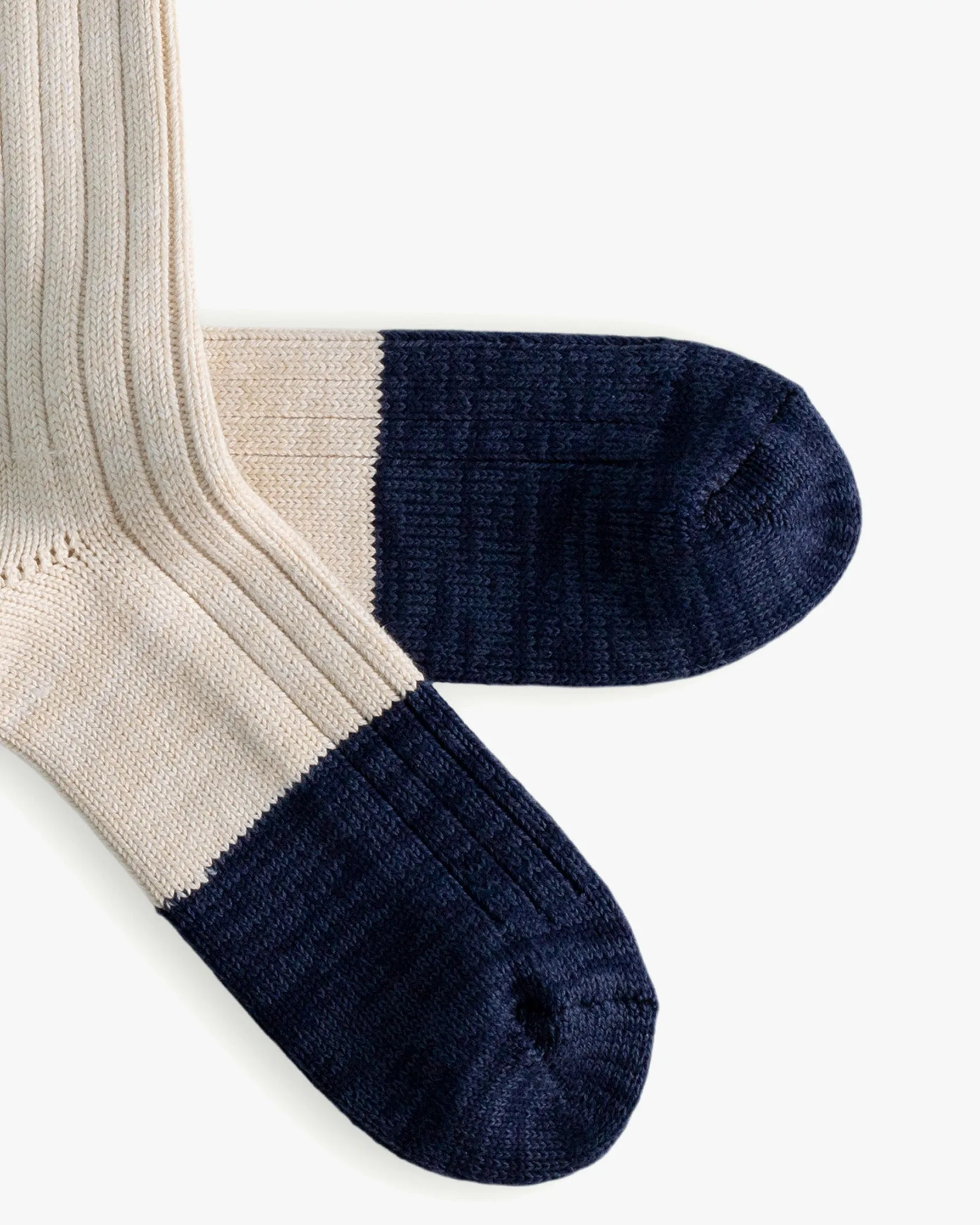 Thunders Love Marine Collection Cotton Duplo Socks - Raw White / Navy