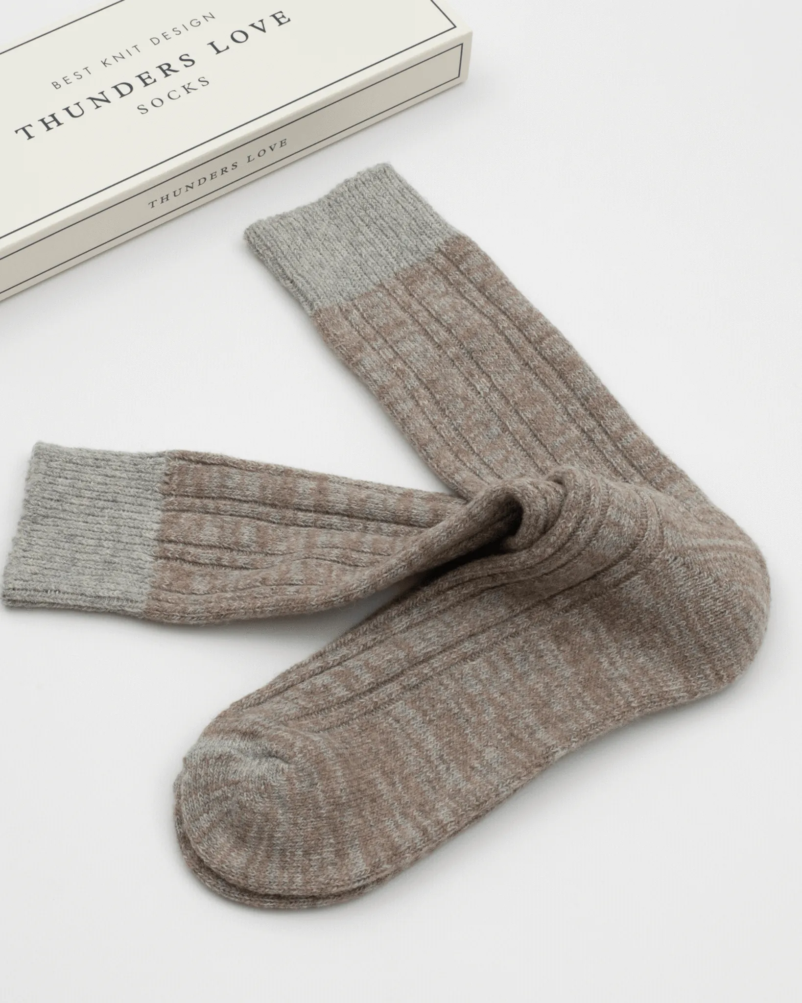 Thunders Love Wool Collection Double Ribbed Socks - Brown