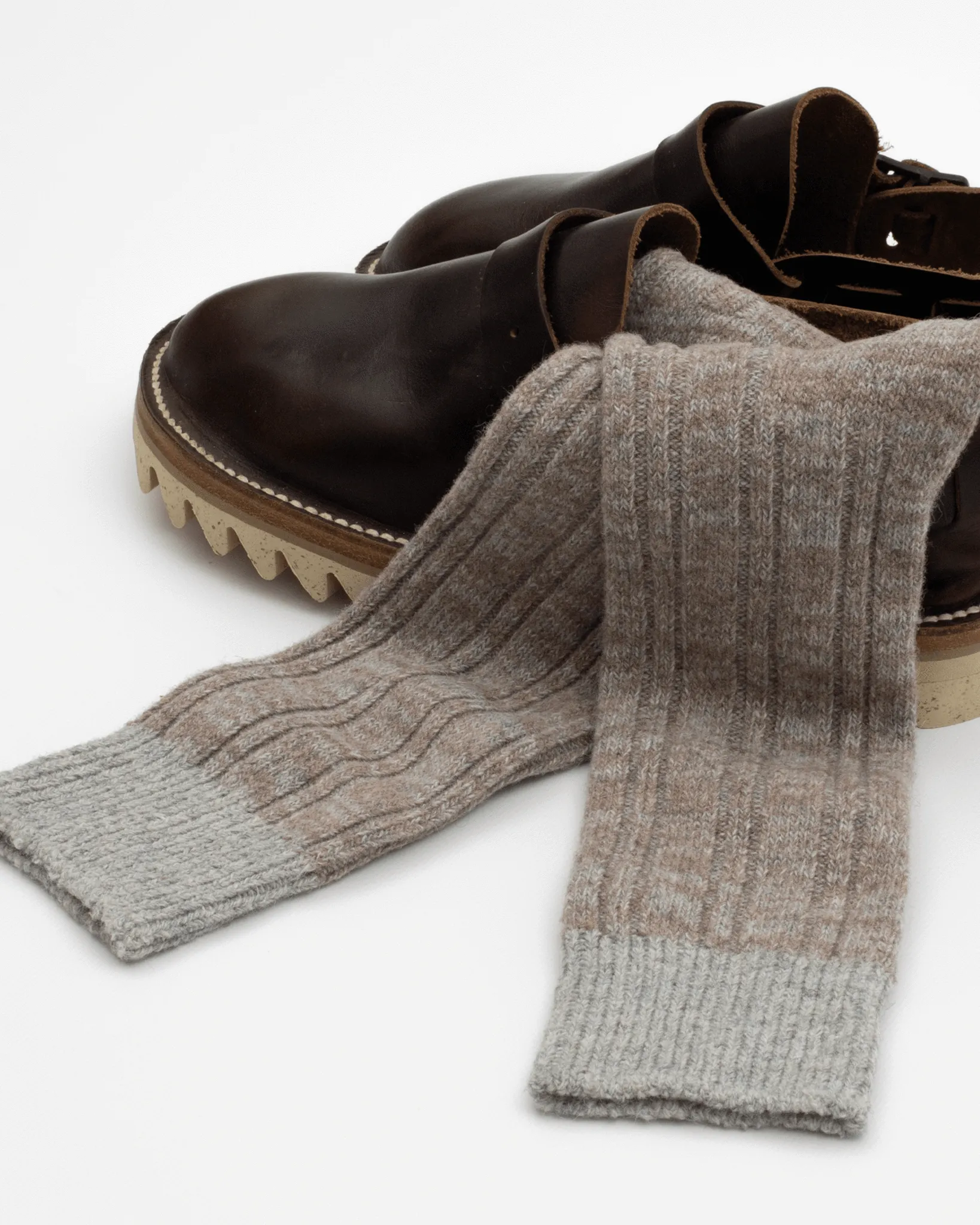Thunders Love Wool Collection Double Ribbed Socks - Brown