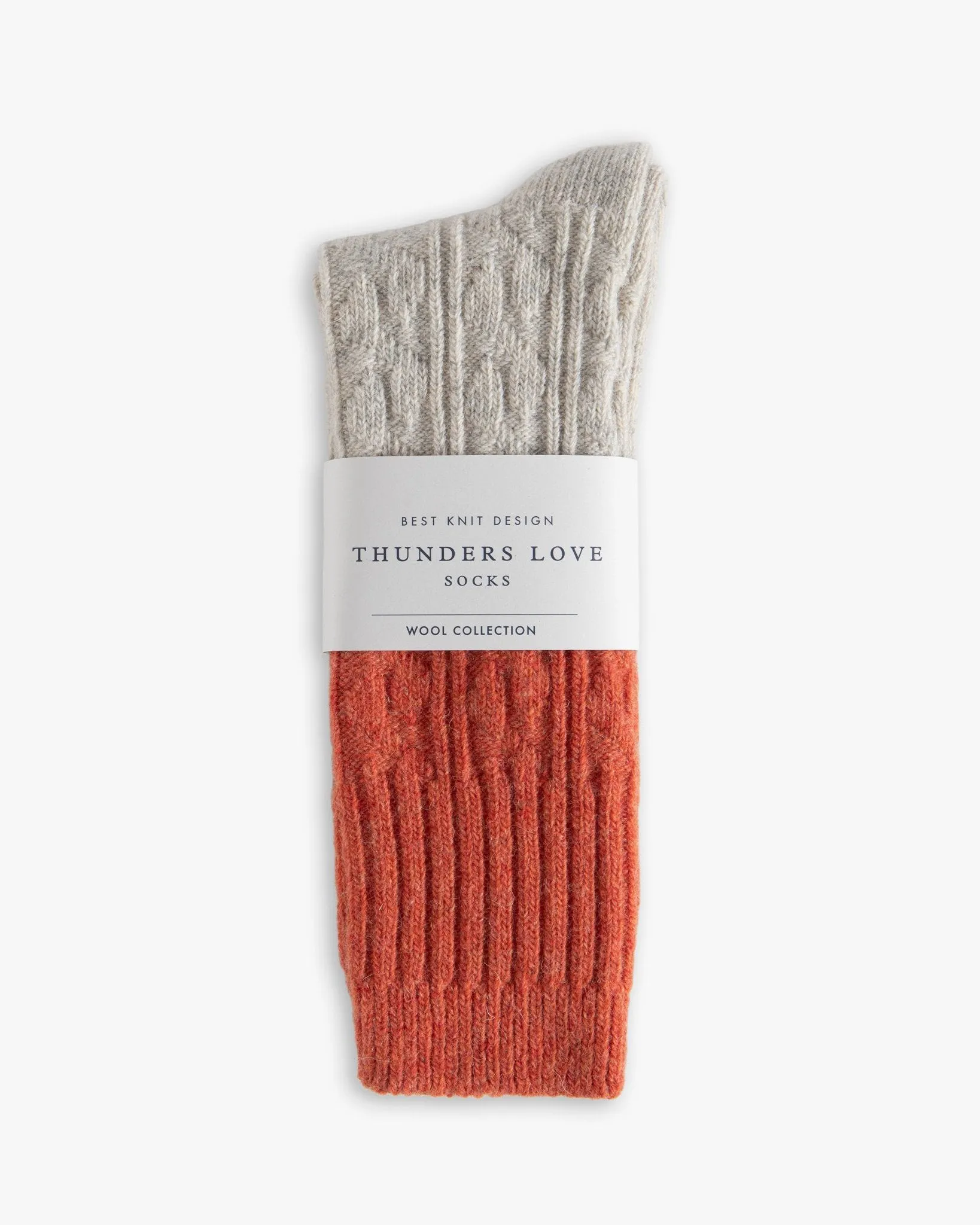 Thunders Love Wool Collection Socks - Cable Knit Orange
