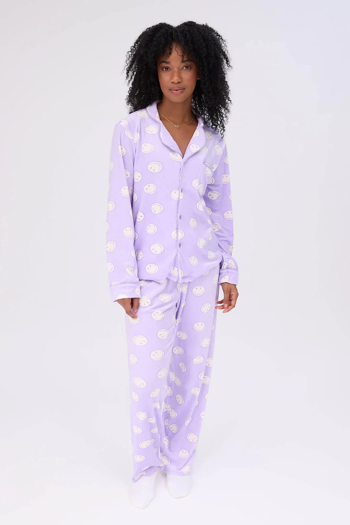 Velour Pajama Dad Shirt And Pants Set